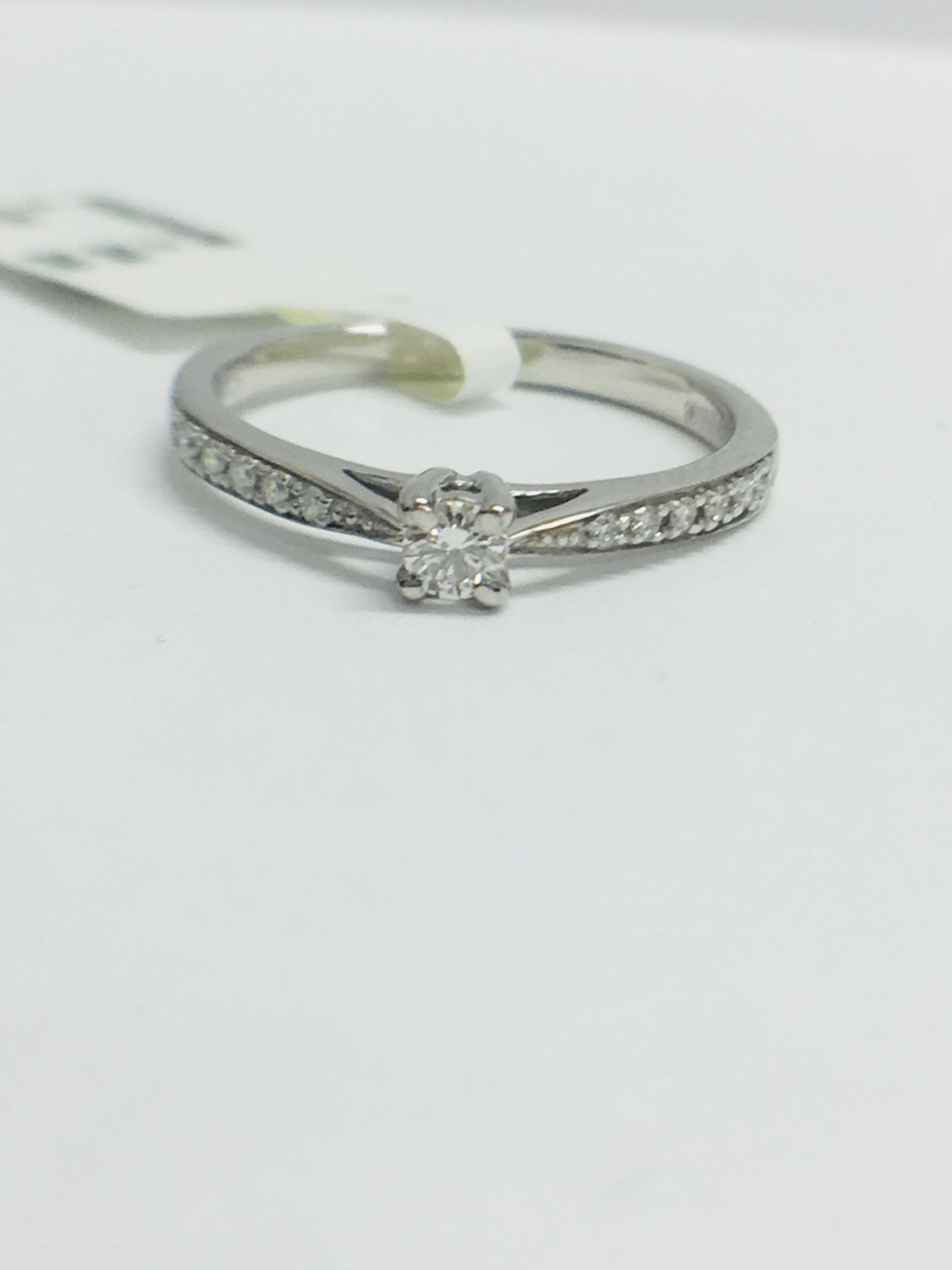 9K WhiteGold diamond Solitaire Diamond set shoulders - Image 9 of 10