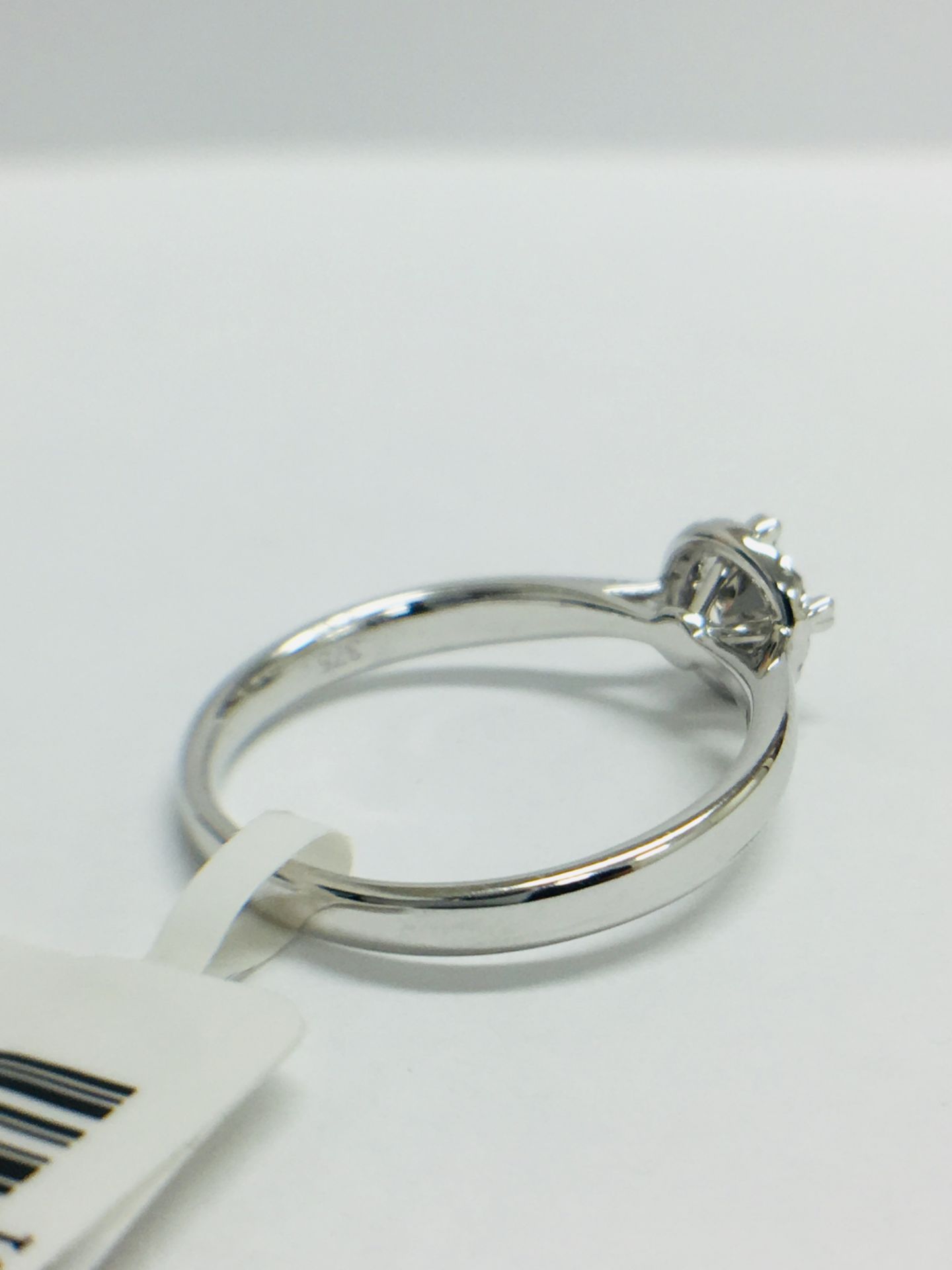 9CT White Gold diamond Solitaire illusion set ring with a millegrain edge shank - Image 7 of 11