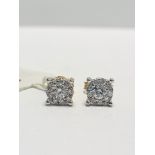 9ct white/yellow gold illusion style solitaire earrings