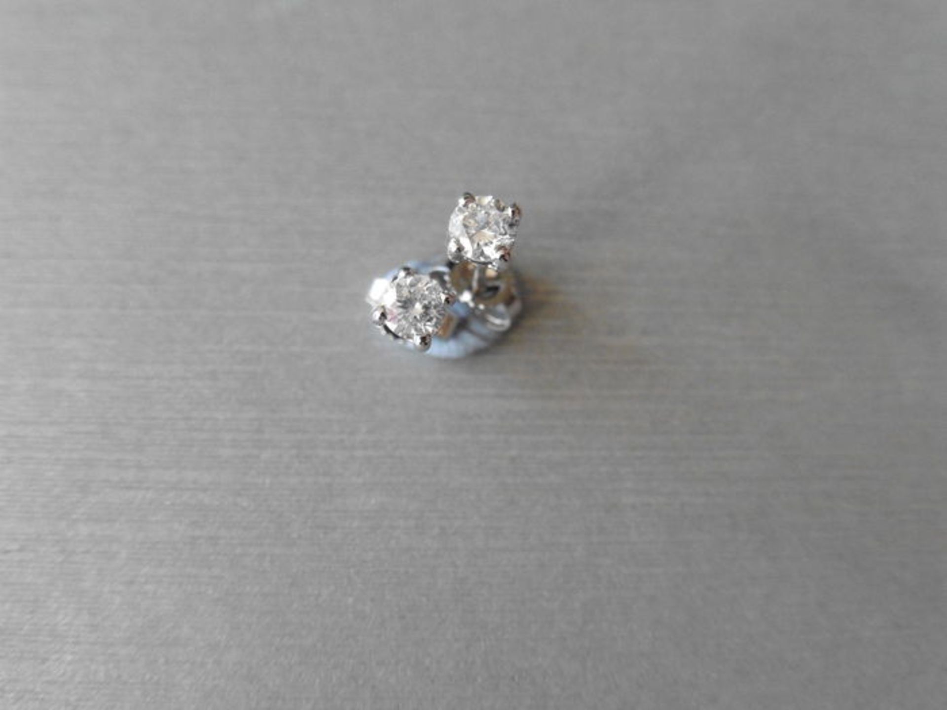 0.25ct diamond solitaire stud earrings set in platinum 950. Brilliant cut diamonds I colour - Image 2 of 4