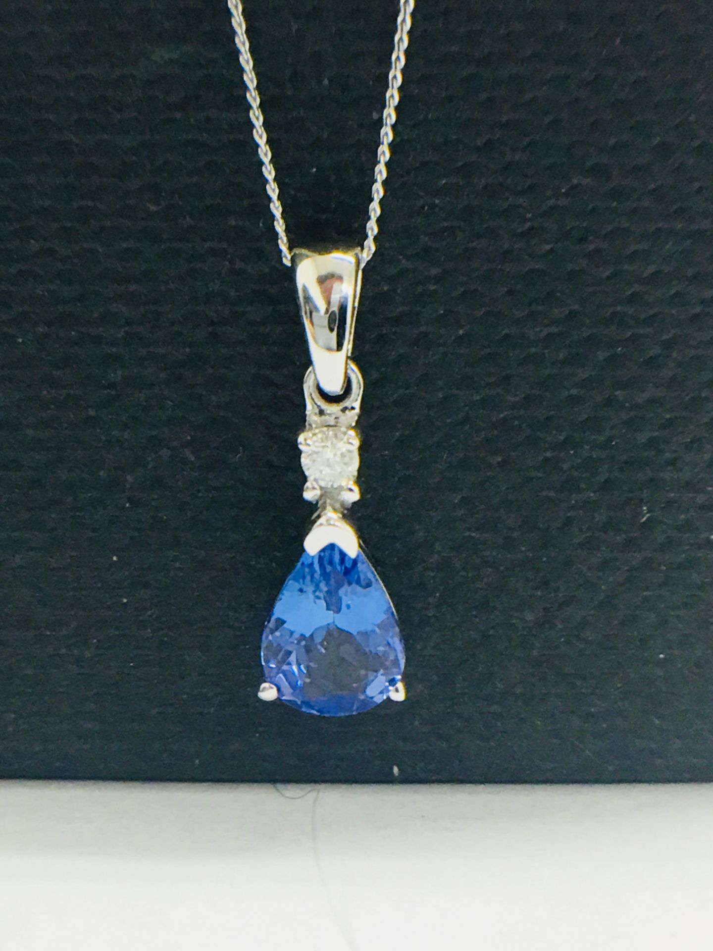 9CT White Gold Tanzanite and Diamond pendant