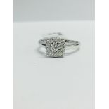 9CT White Gold illusion style Diamond Ring with a diamond set band.diamond colour HI