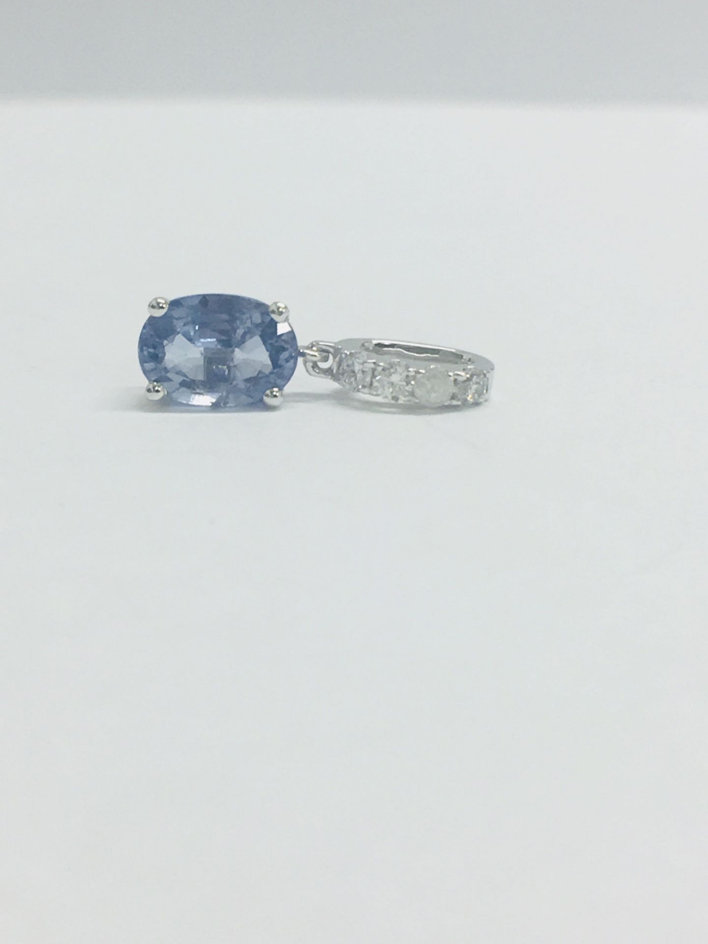 14ct White Gold Sapphire & Diamond Pendant. - Image 2 of 8