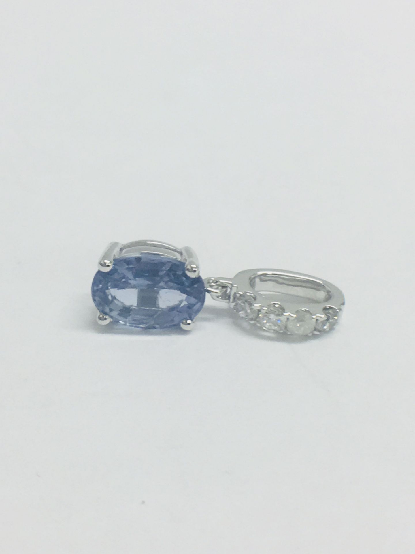 14ct White Gold Sapphire & Diamond Pendant. - Image 3 of 8
