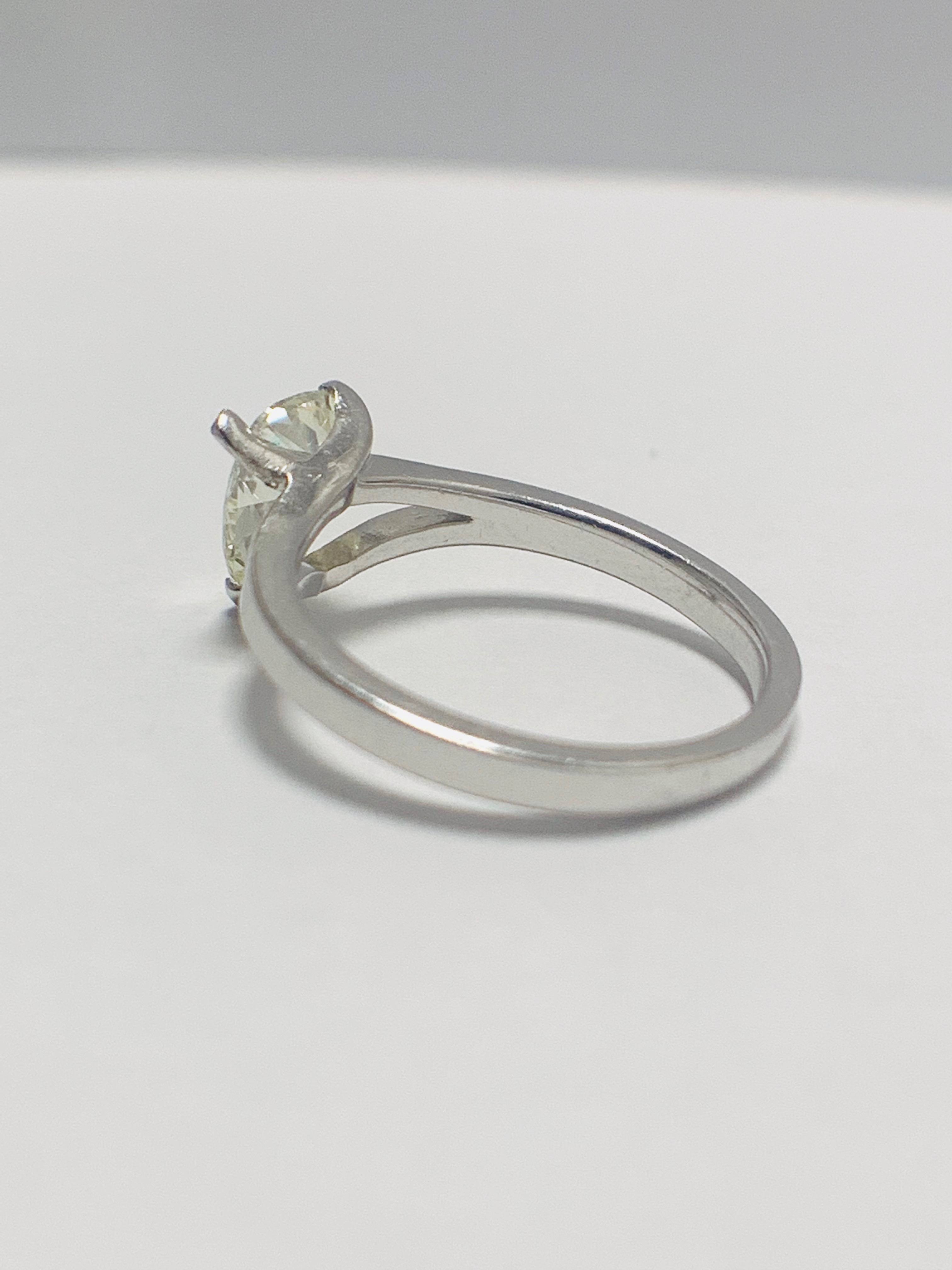 1ct Pearshape Diamond Platinum Solitaire Ring. - Image 4 of 9