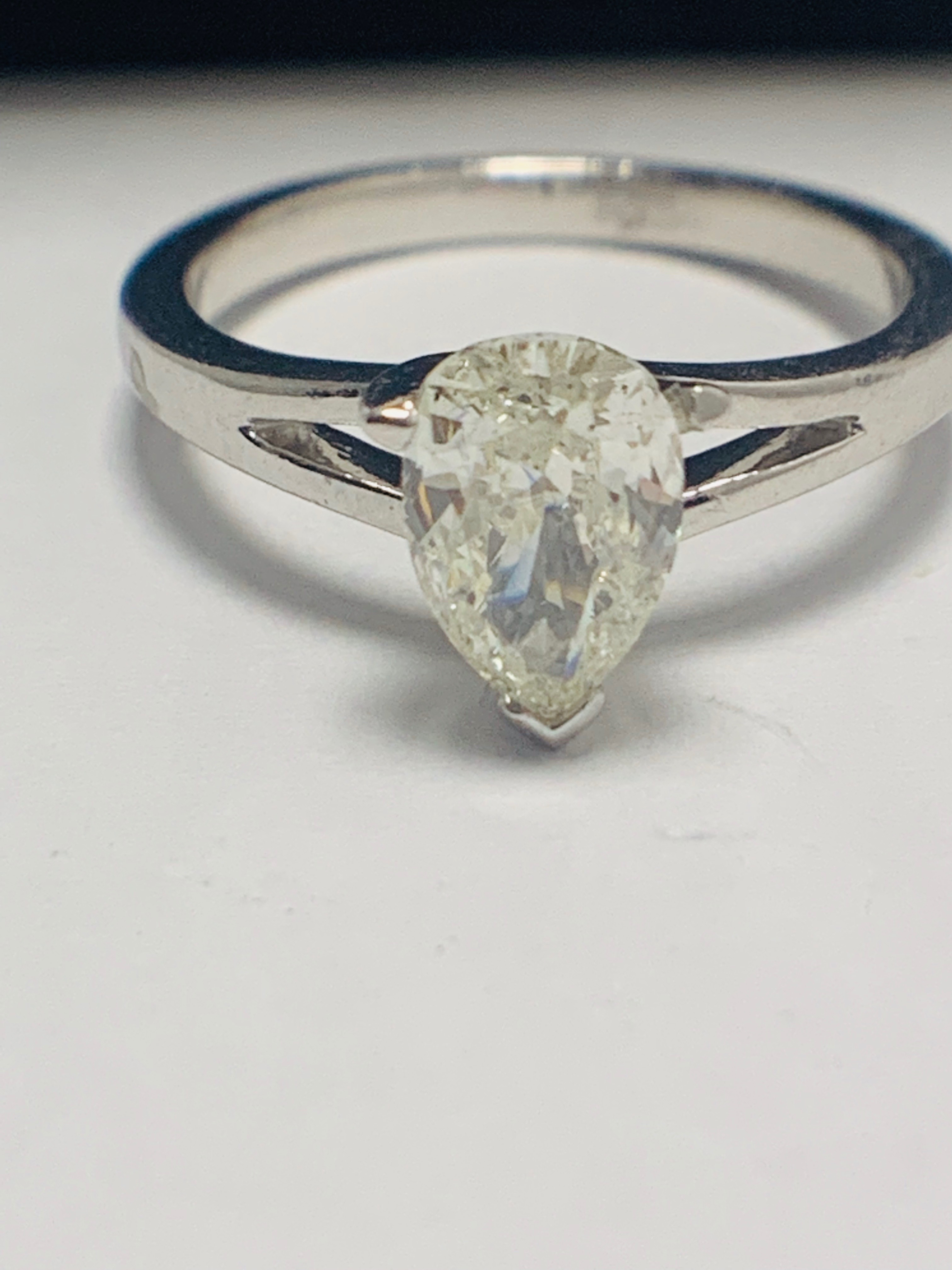 1ct Pearshape Diamond Platinum Solitaire Ring. - Image 2 of 10