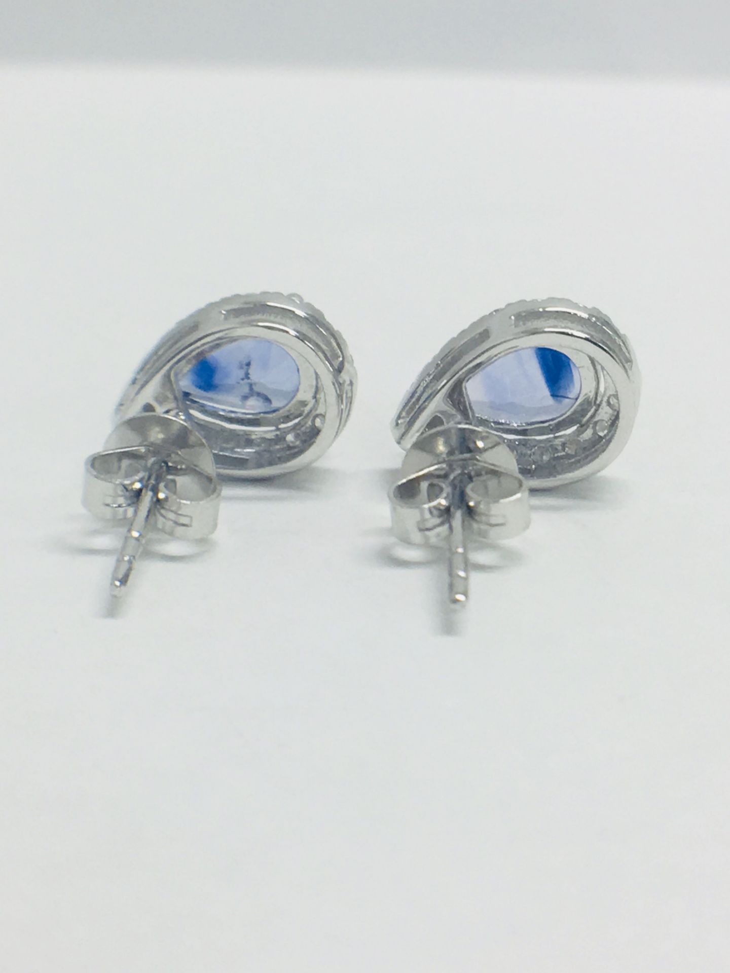 14ct White Gold Sapphire & Diamond Earrings. - Image 7 of 8