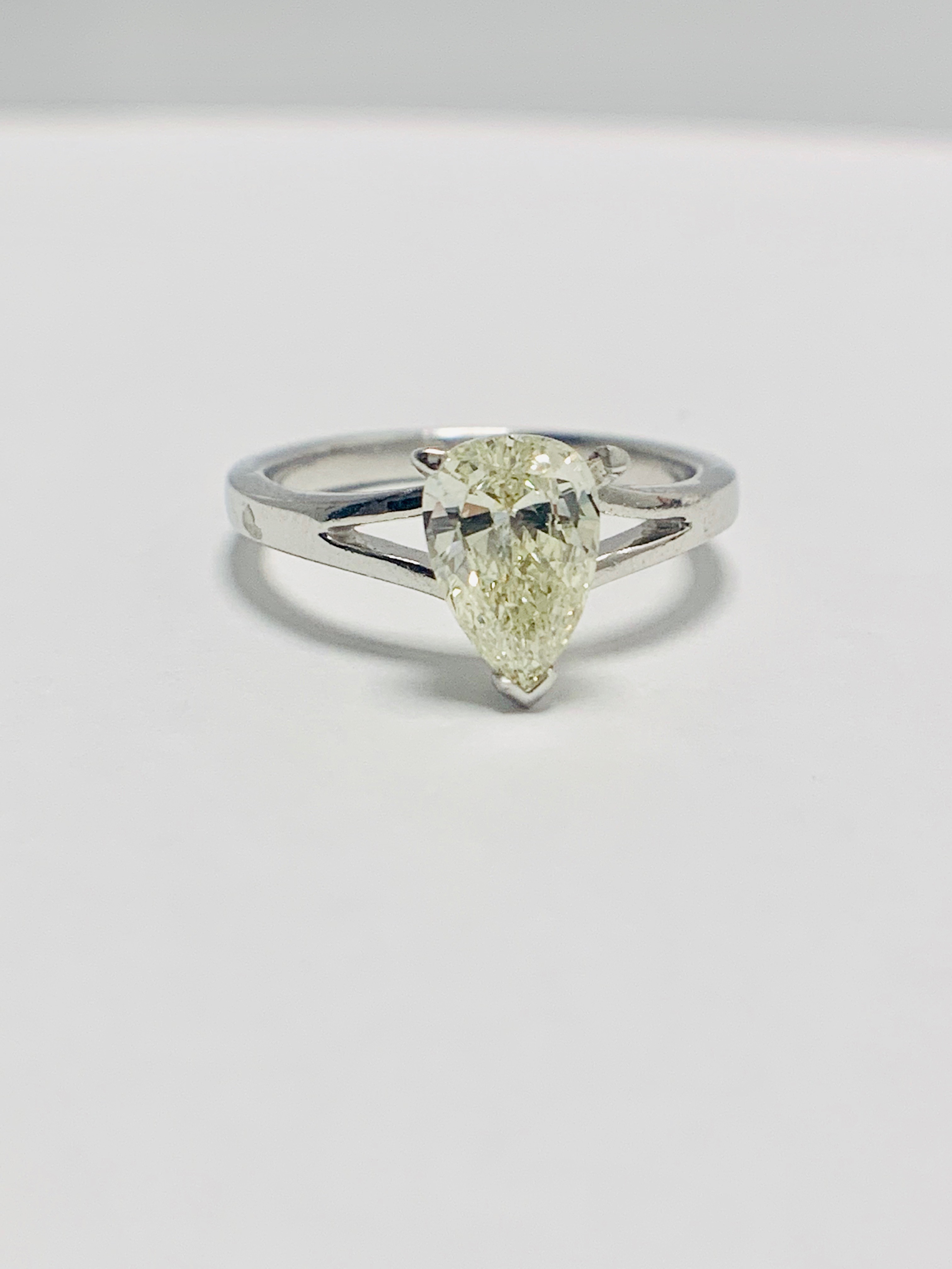 1ct Pearshape Diamond Platinum Solitaire Ring. - Image 8 of 9