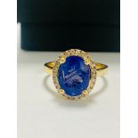 14ct Yellow Gold Tanzanite and Diamond ring