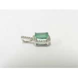 Emerald Diamond Pendant Set in 18ct White Gold