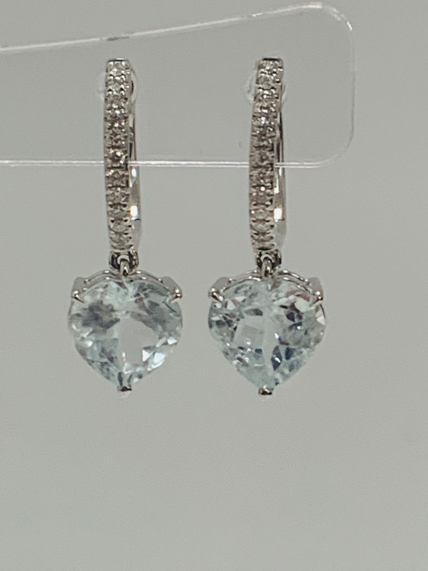 14ct White Gold Aquamarine and Diamond Earrings