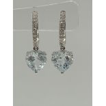 14ct White Gold Aquamarine and Diamond Earrings