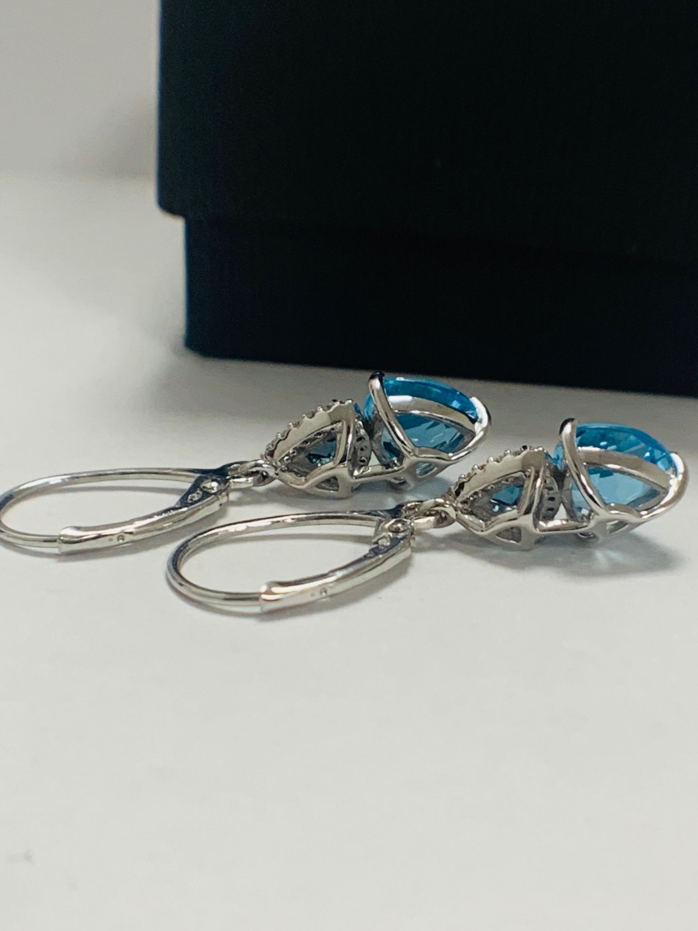 10ct White Gold Topaz and Diamond earrings - Image 3 of 8