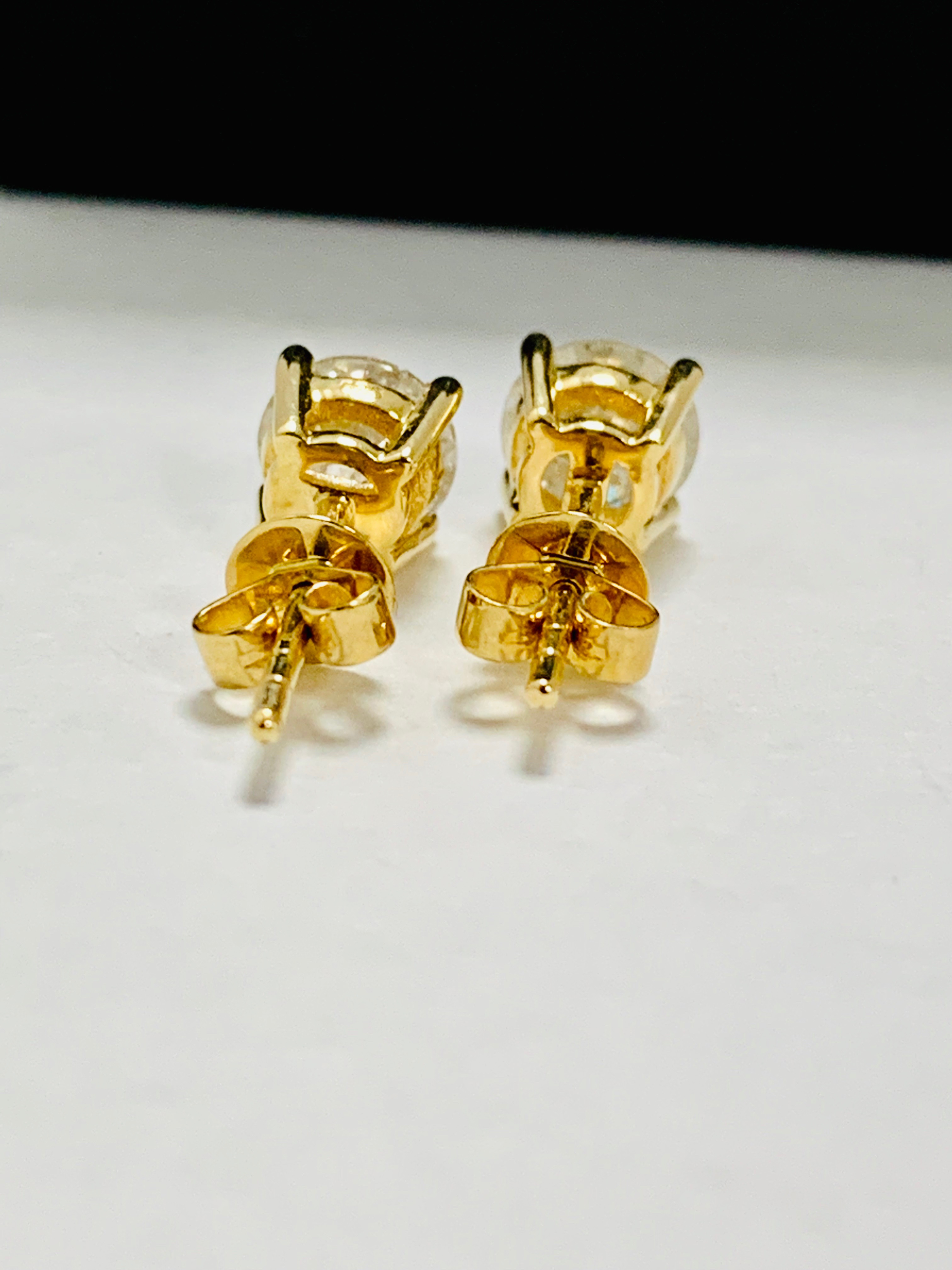 14ct Yellow Gold Diamond stud earrings,1.58ct - Image 6 of 8