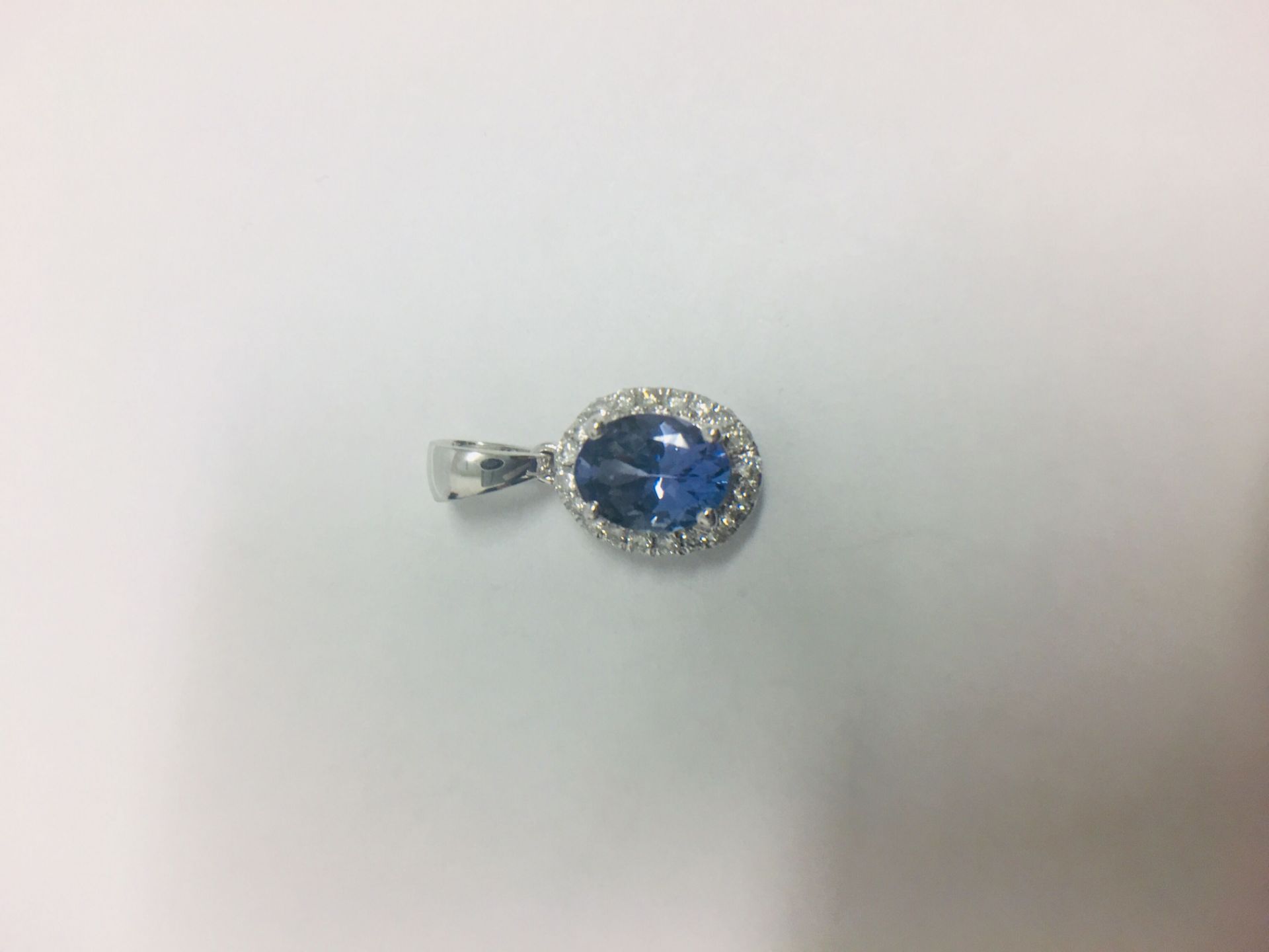 14ct White Gold Tanzanite & Diamond Pendant