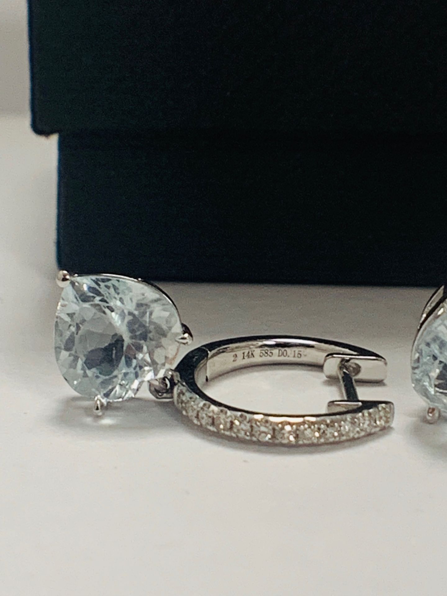 14ct White Gold Aquamarine and Diamond Earrings - Image 3 of 9