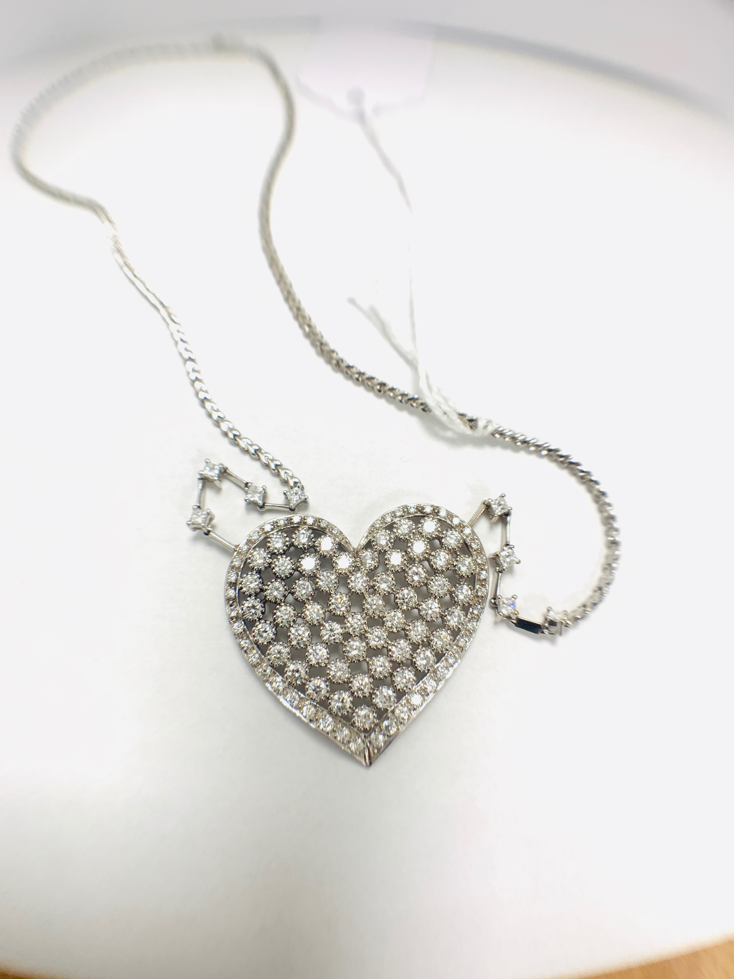 18ct White Gold Diamond Heart Necklace