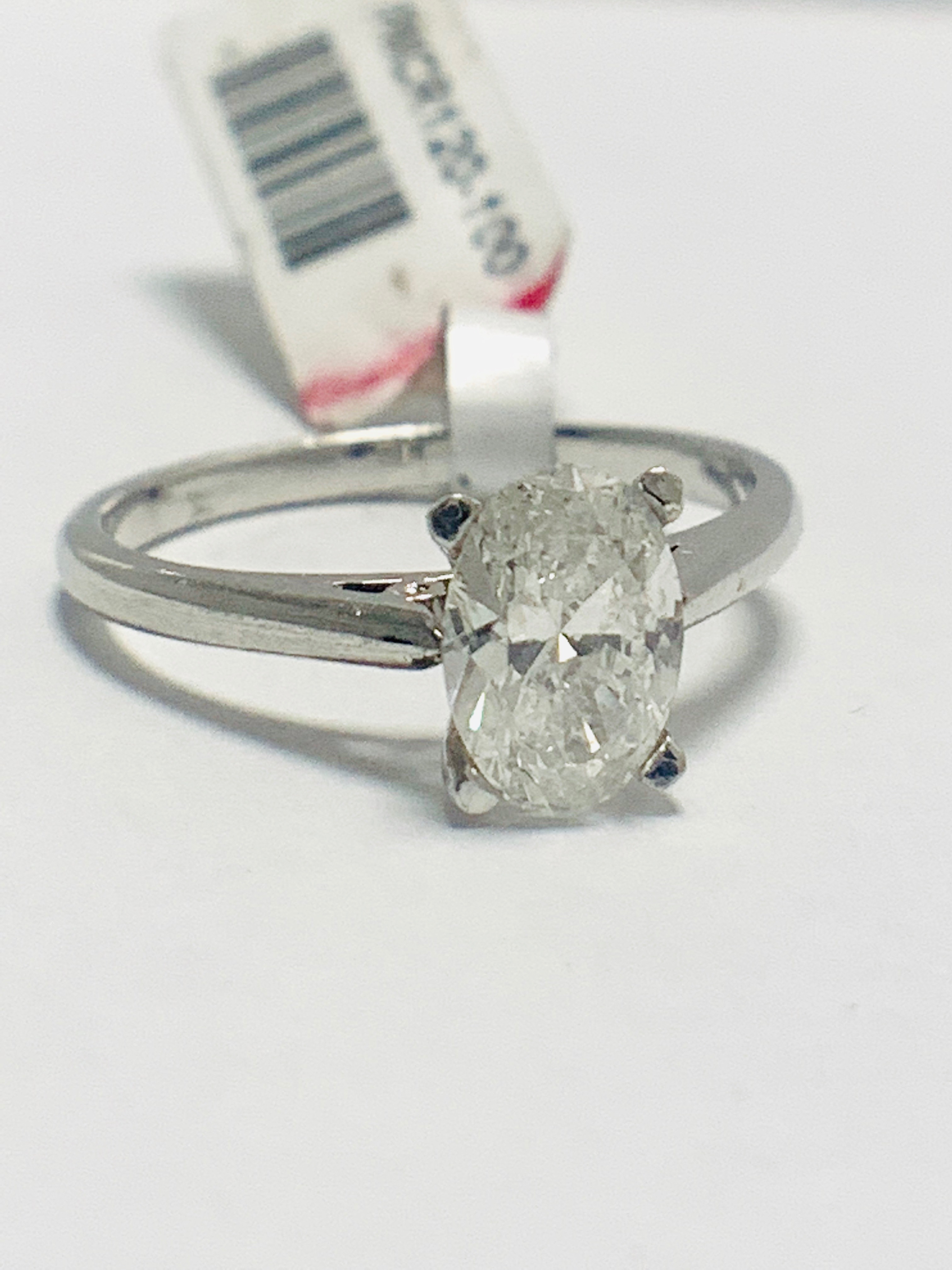 1ct Oval Diamond Solitaire Platinum Ring - Image 7 of 9