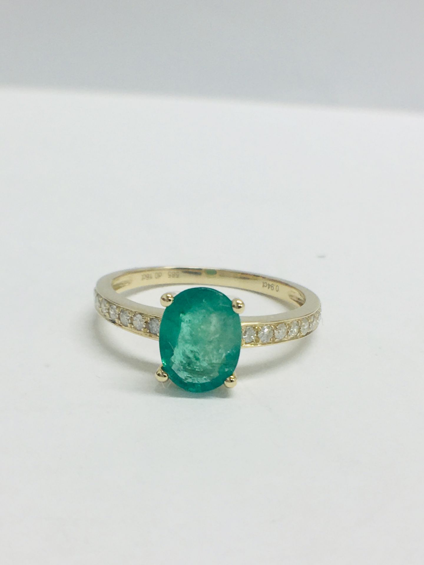 14ct Yellow Gold Emerald and Diamond Ring