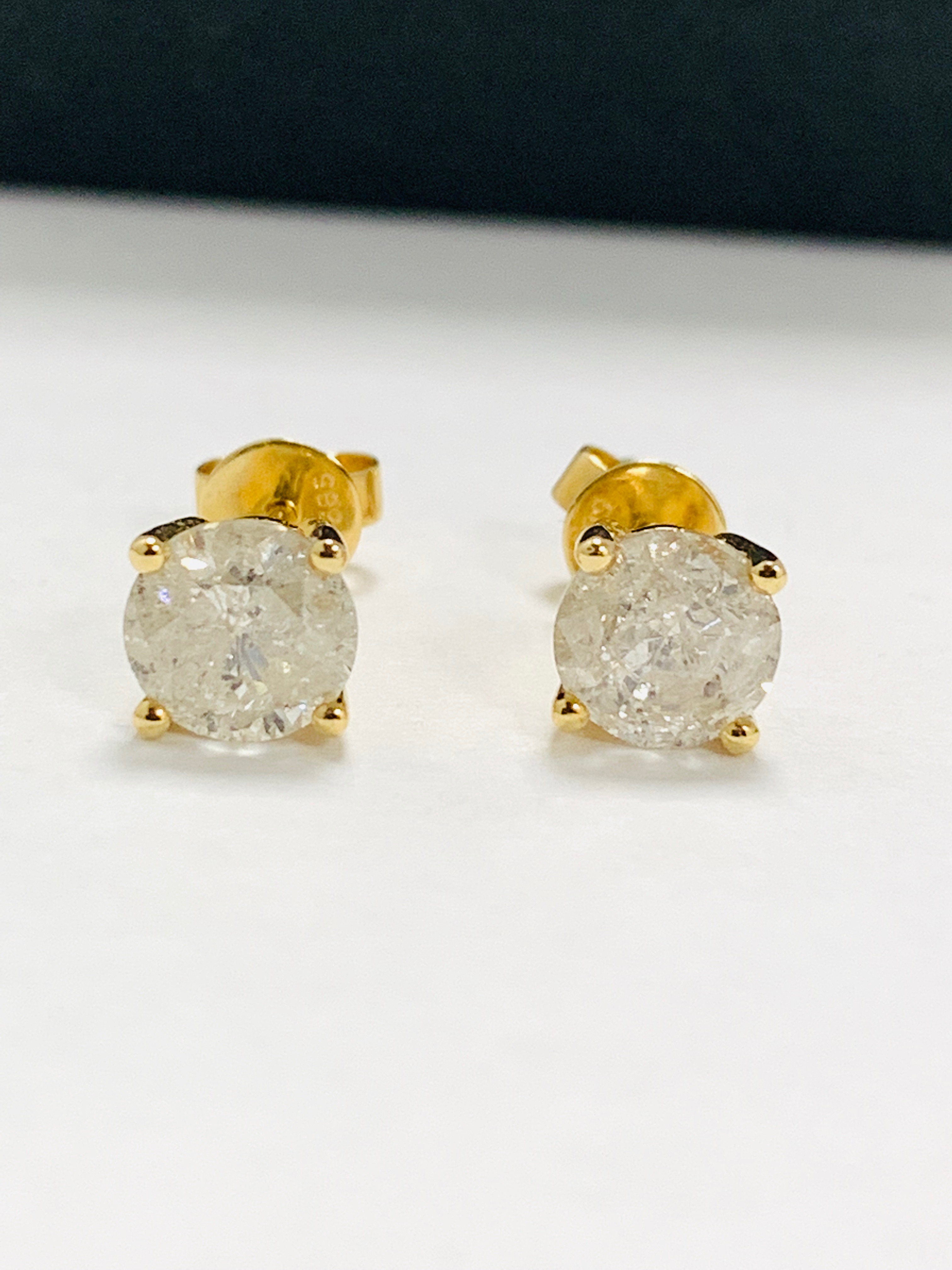 14ct Yellow Gold Diamond stud earrings,1.58ct