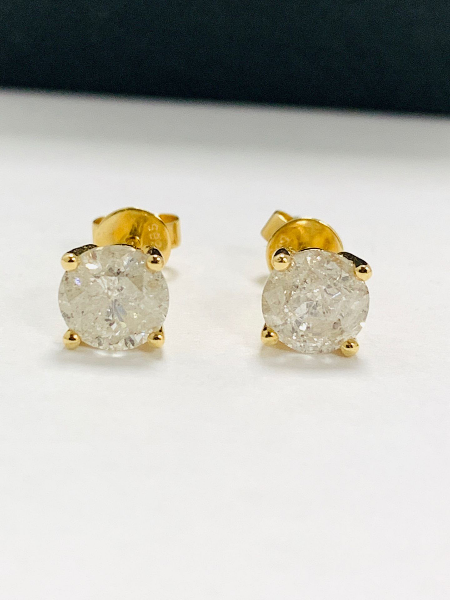 14ct Yellow Gold Diamond stud earrings,1.58ct