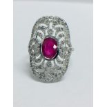 18ct White Gold Ruby & Diamond Ring.