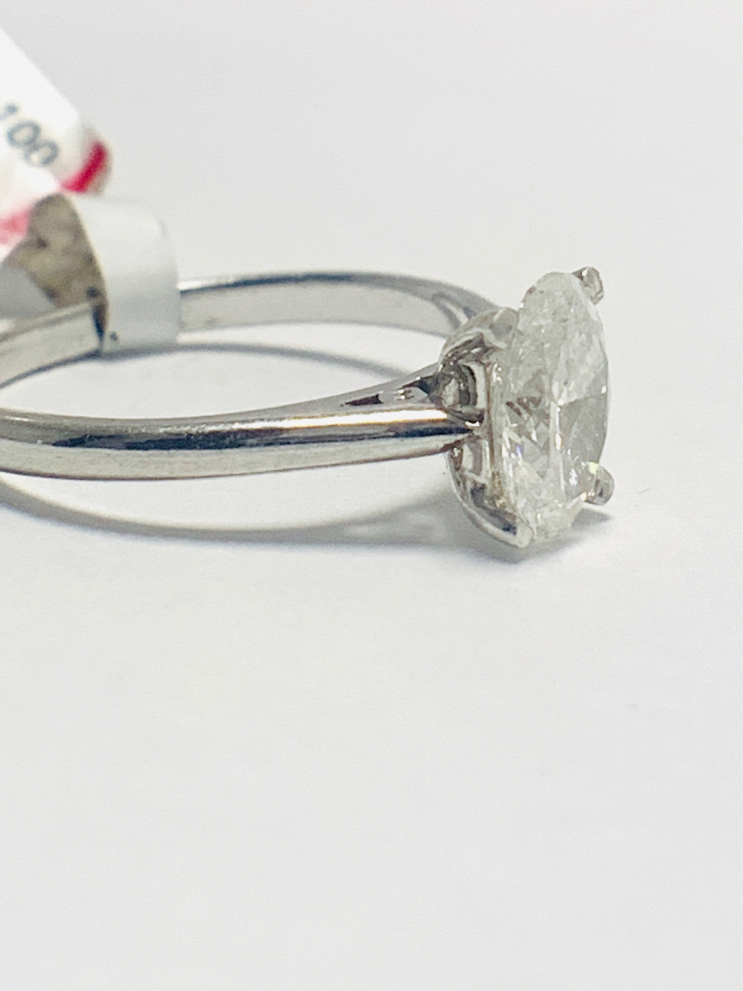 1ct Oval Diamond Solitaire Platinum Ring - Image 5 of 9