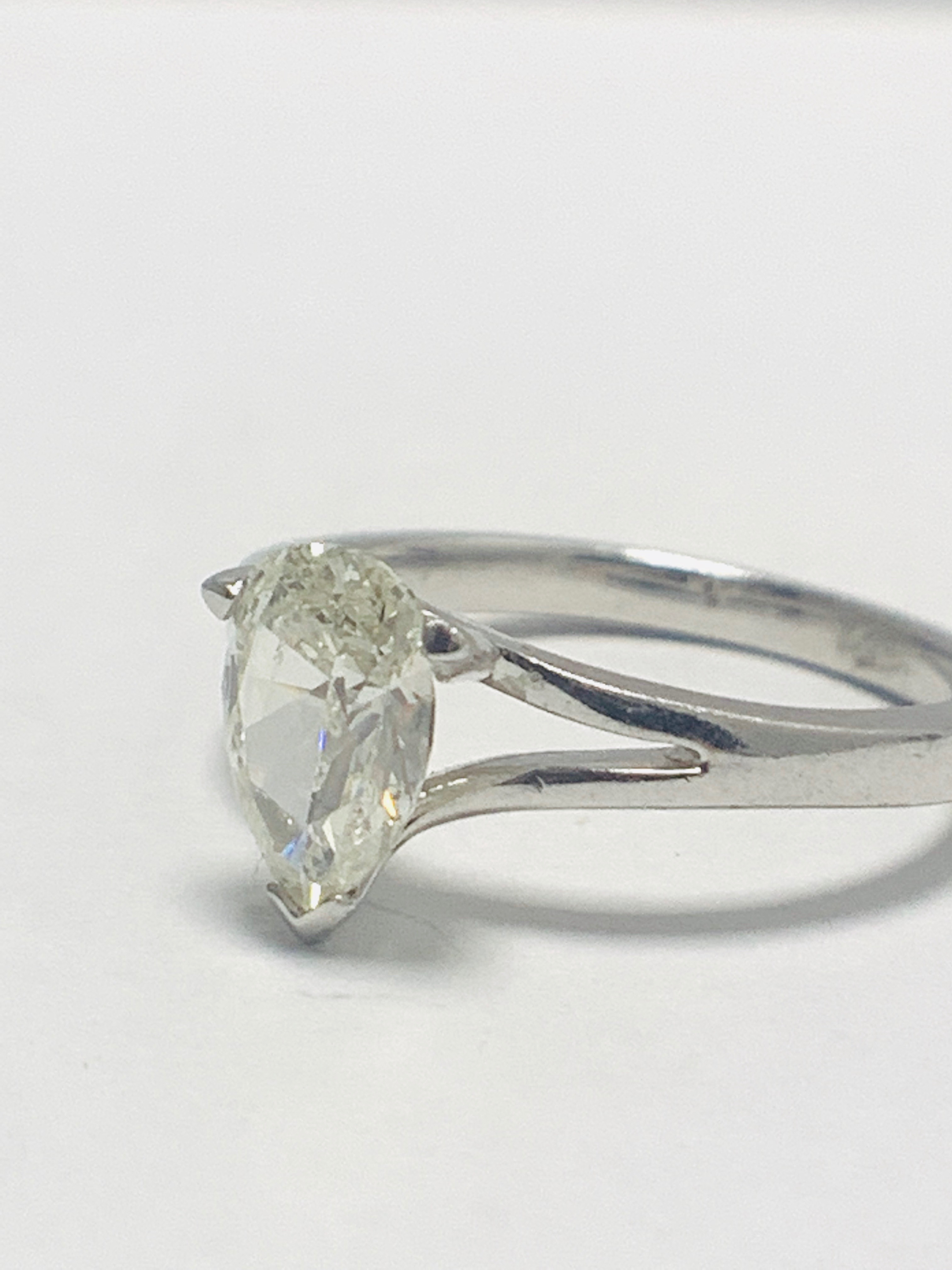 1ct Pearshape Diamond Platinum Solitaire Ring. - Image 6 of 10