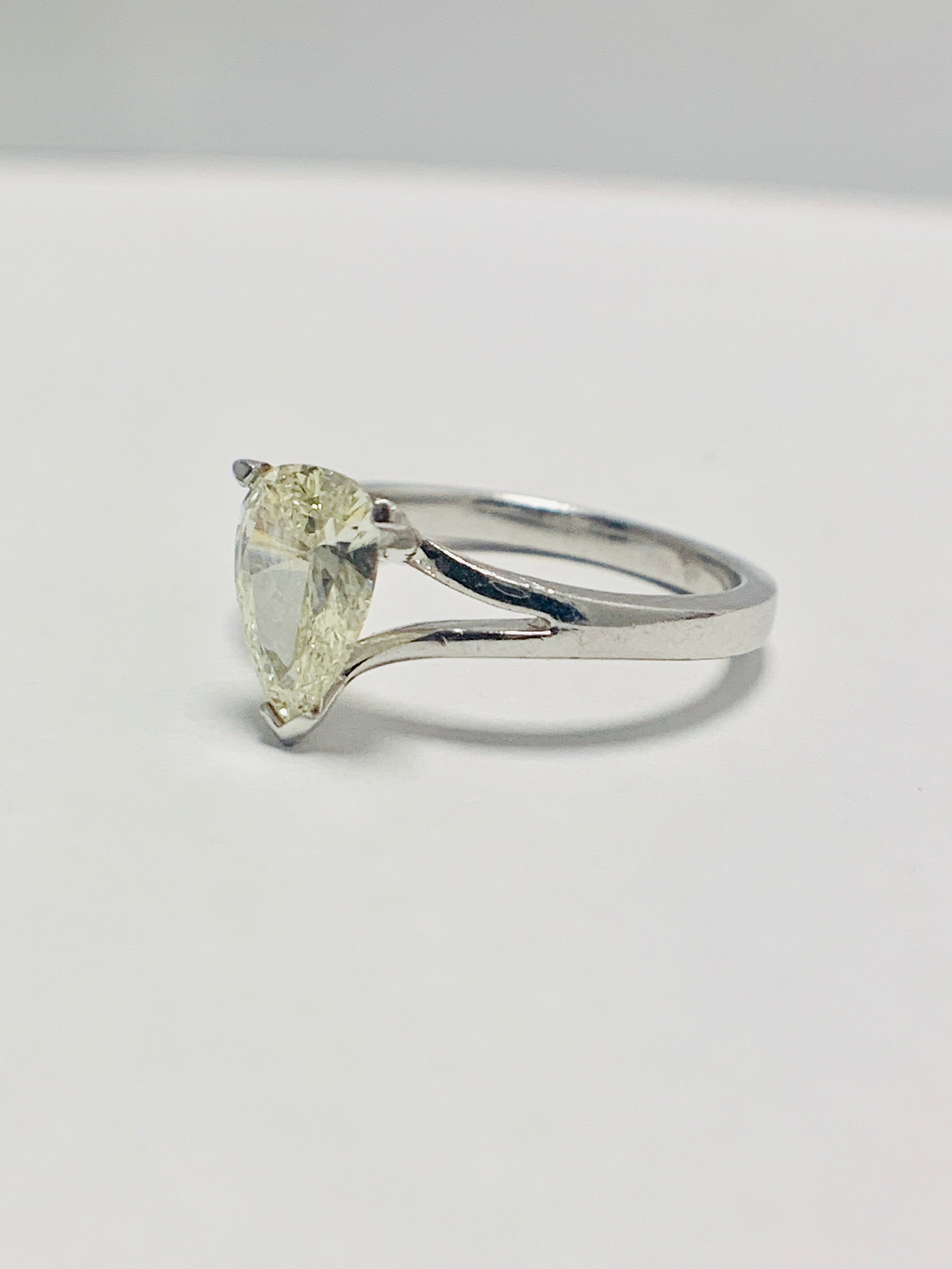 1ct Pearshape Diamond Platinum Solitaire Ring. - Image 2 of 9