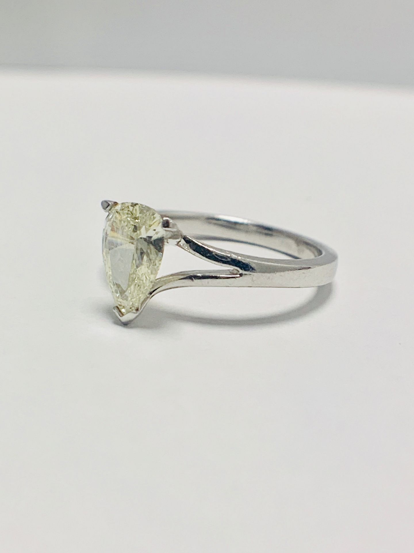 1ct Pearshape Diamond Platinum Solitaire Ring. - Image 2 of 9