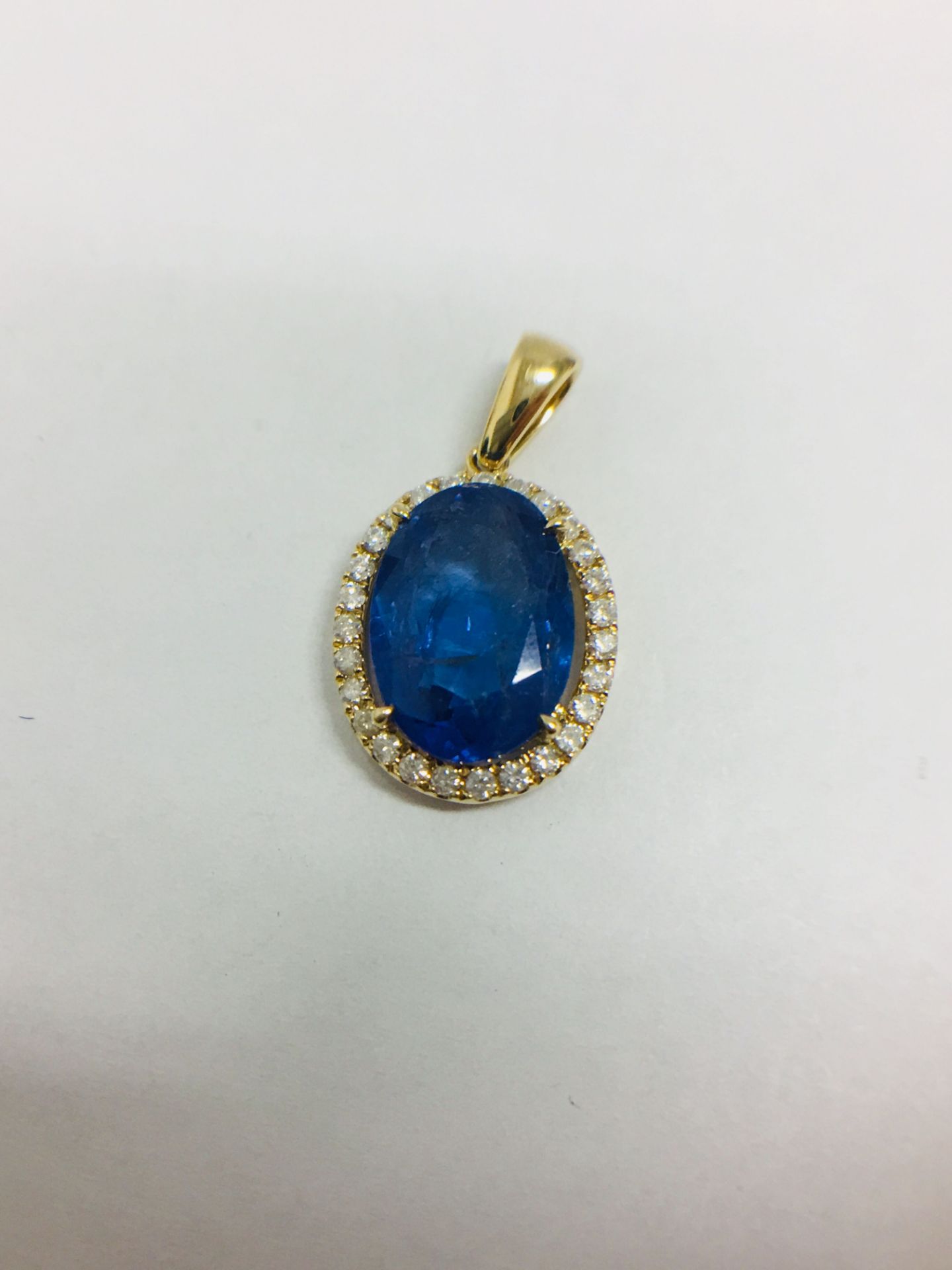 18ct Yellow Gold Tanzanite & Diamond Drop Pendant tsw. - Image 3 of 7