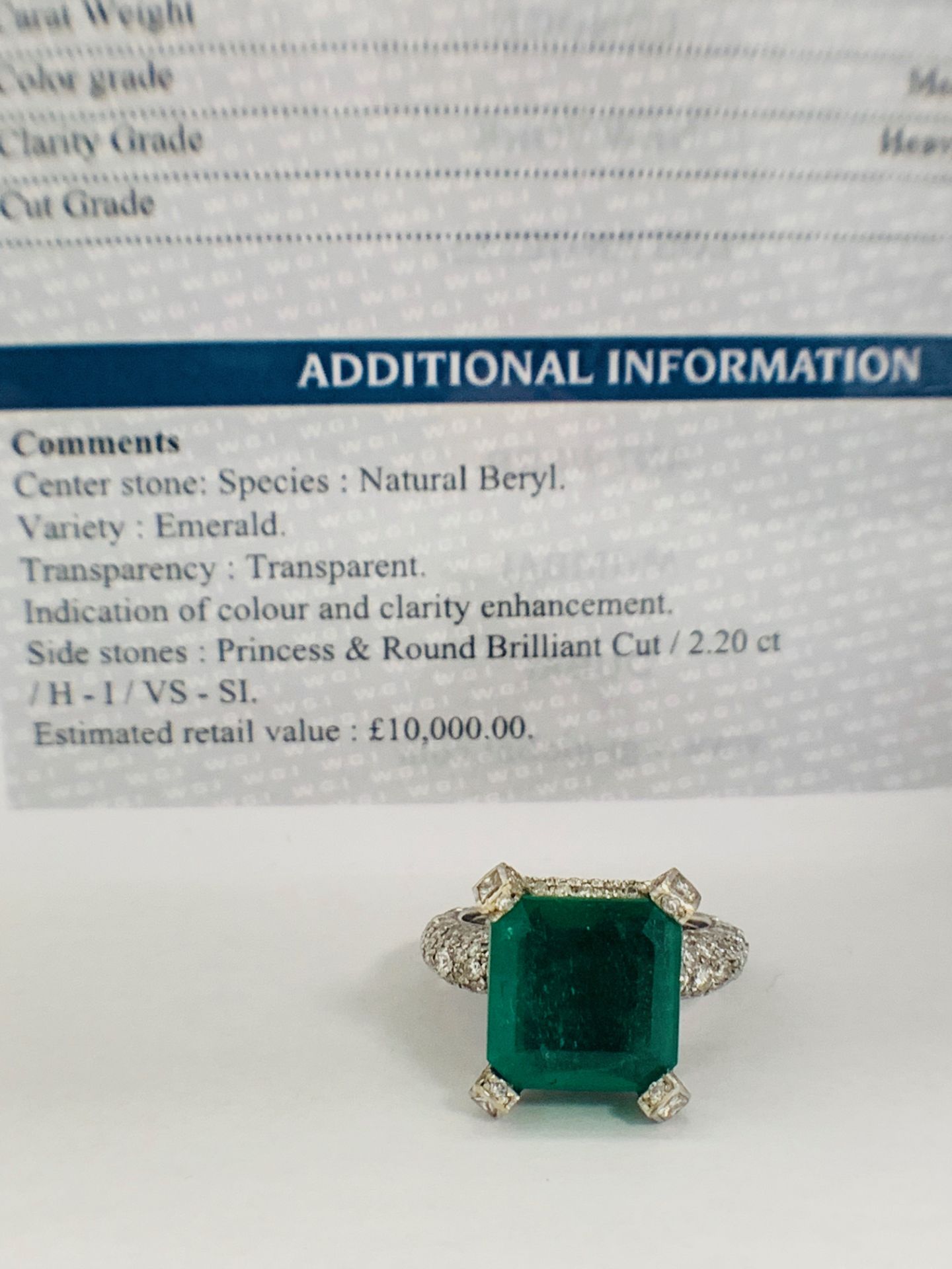 Platinum Emerald and Diamond ring - Image 17 of 17