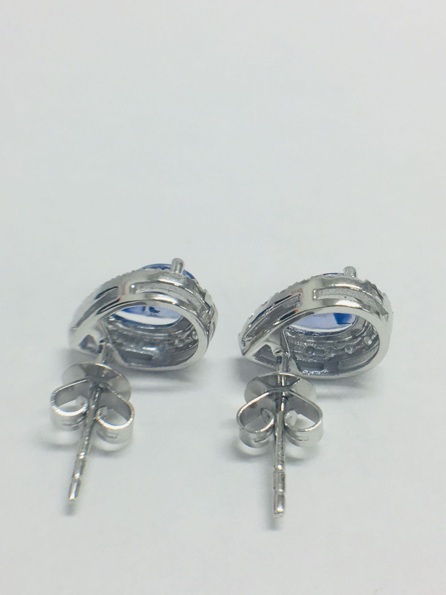 14ct White Gold Sapphire & Diamond Earrings. - Image 6 of 8