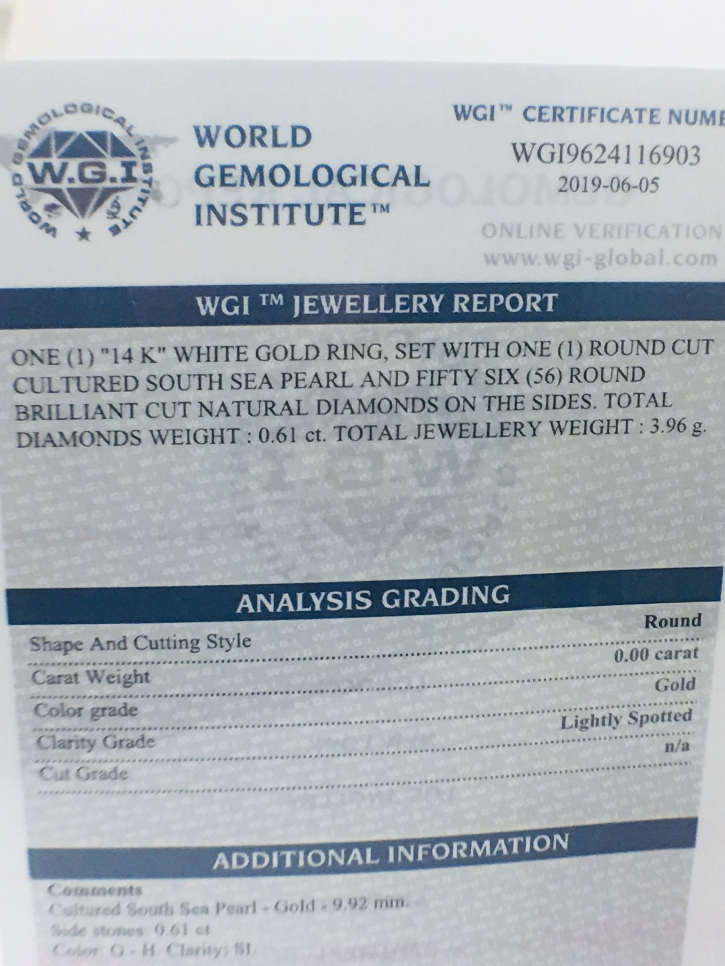 Brilliant Cut Diamond,wgi Certificated - Image 10 of 11