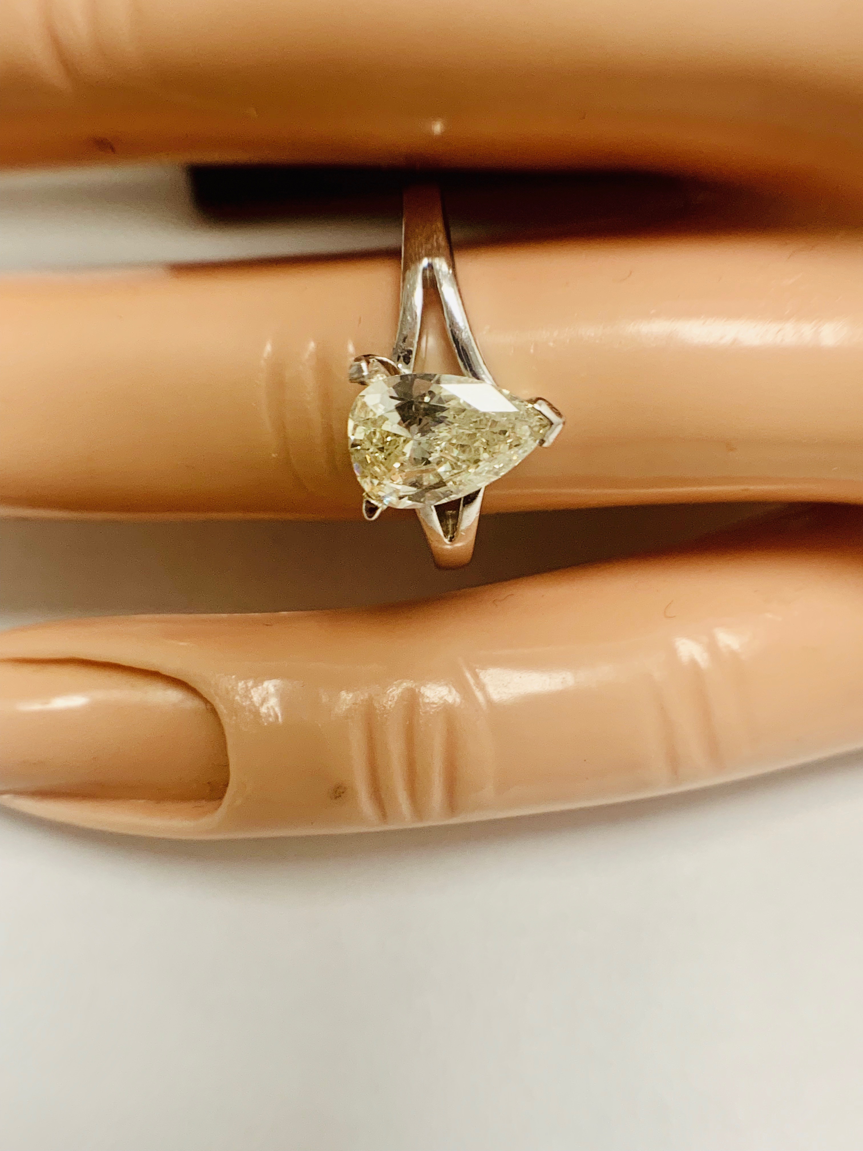 1ct Pearshape Diamond Platinum Solitaire Ring. - Image 9 of 9