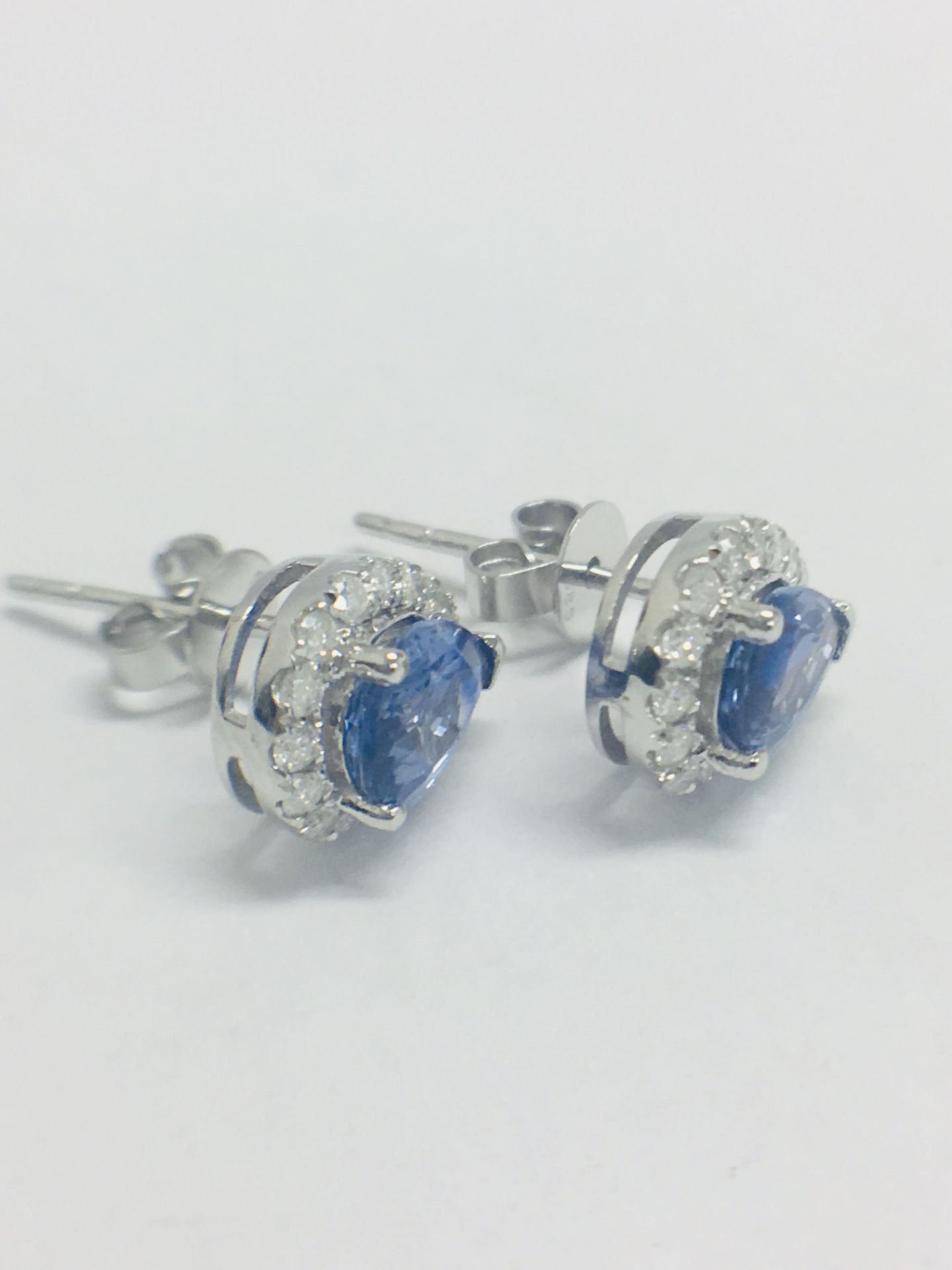 14ct White Gold Sapphire & Diamond Earrings. - Image 5 of 8