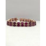 14ct Rose Gold Ruby and Diamond double row bracelet