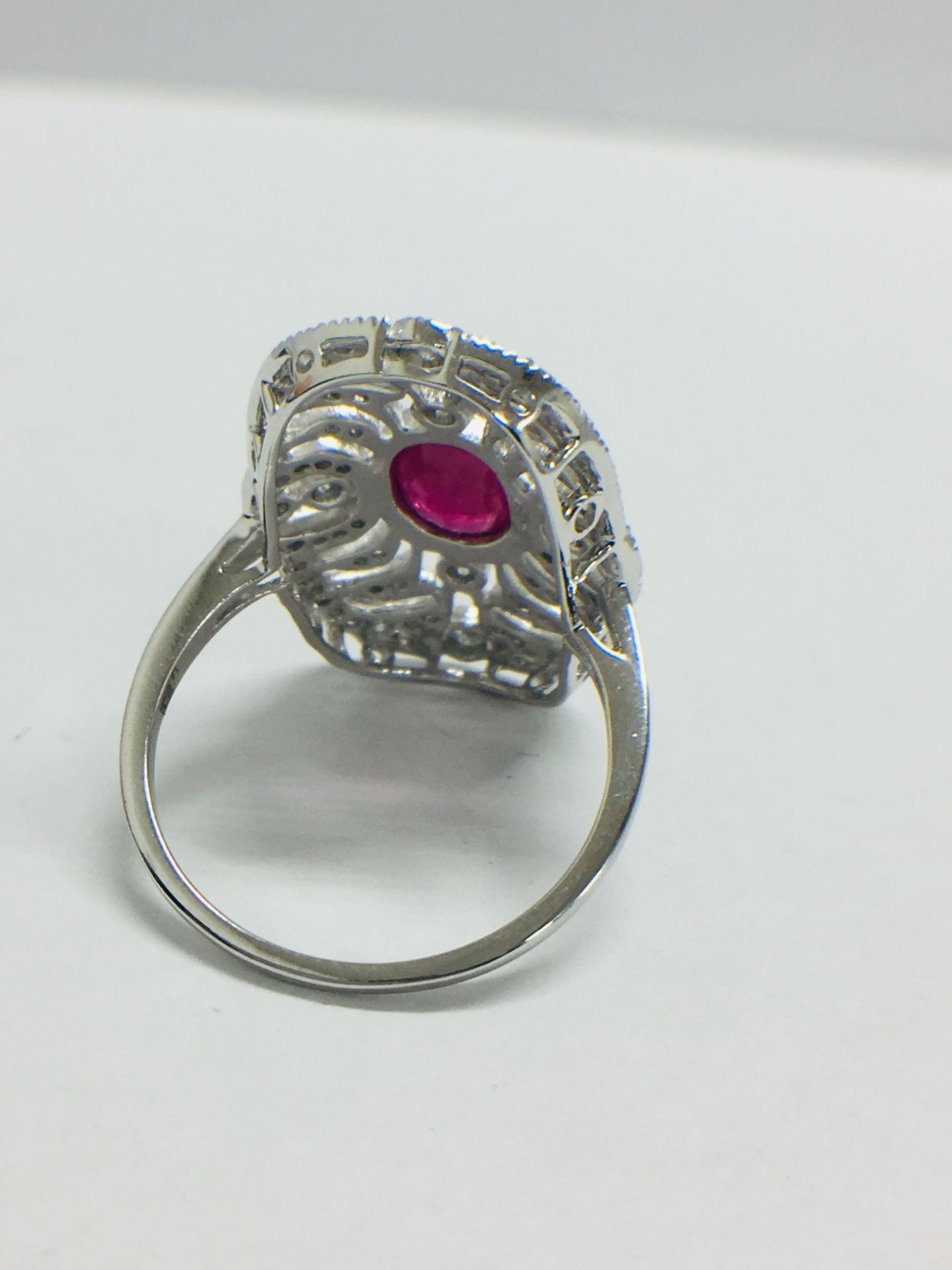 18ct White Gold Ruby & Diamond Ring. - Image 4 of 11