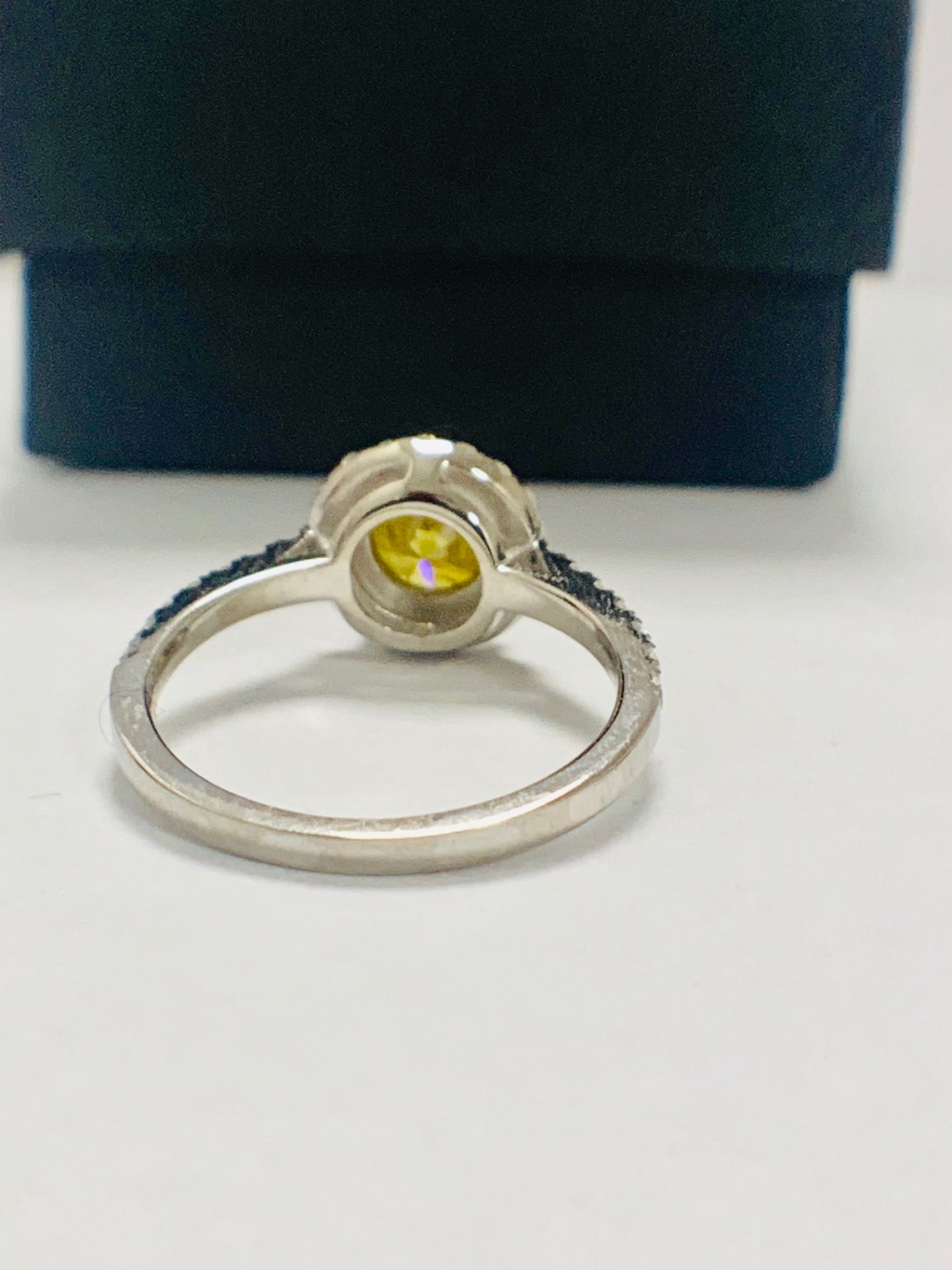 14ct White Gold Diamond ring featuring centre, round brilliant cut, yellow Diamond (1.08ct) - Image 6 of 12