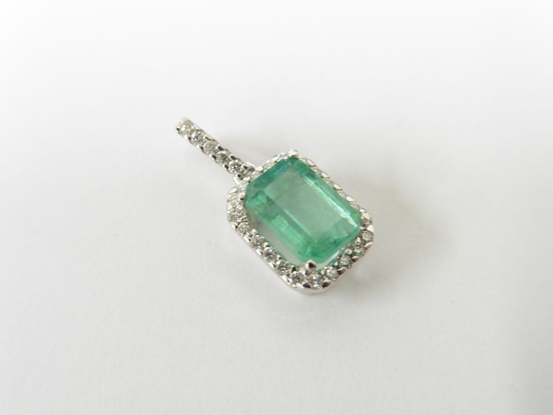 Emerald Diamond Pendant Set in 18ct White Gold - Image 2 of 4