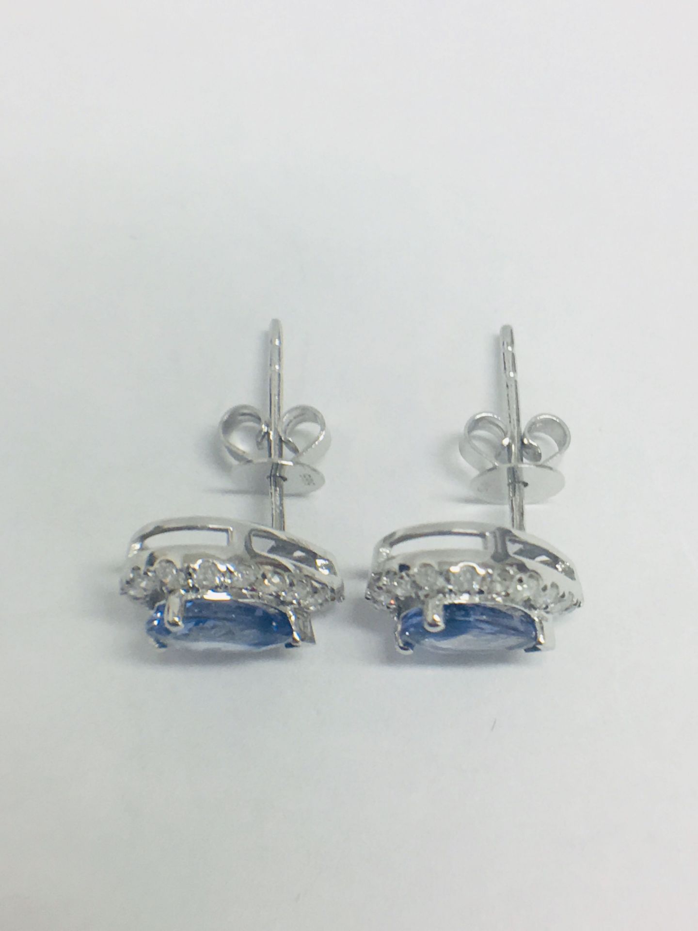 14ct White Gold Sapphire & Diamond Earrings. - Image 4 of 8