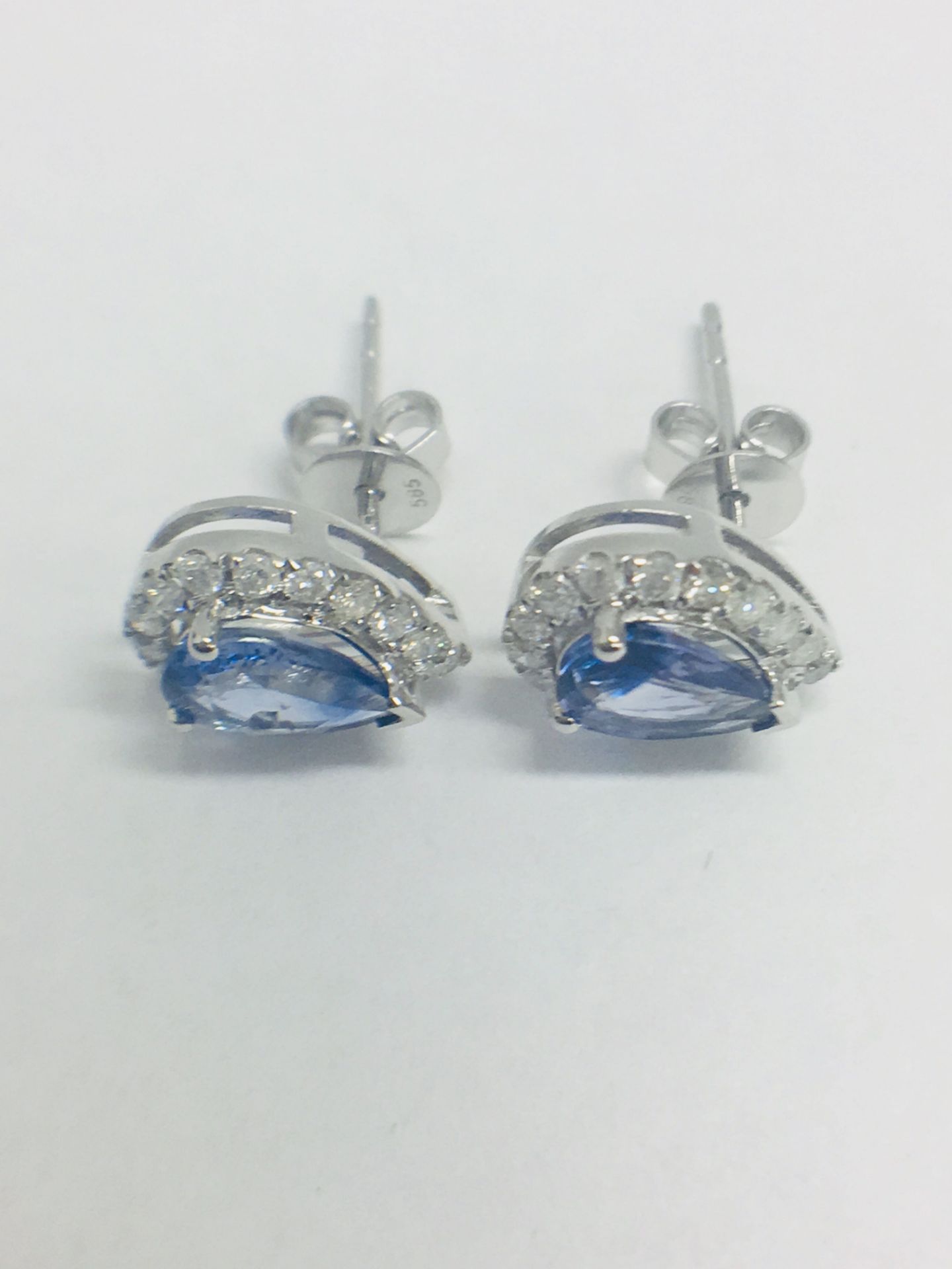 14ct White Gold Sapphire & Diamond Earrings. - Image 3 of 8
