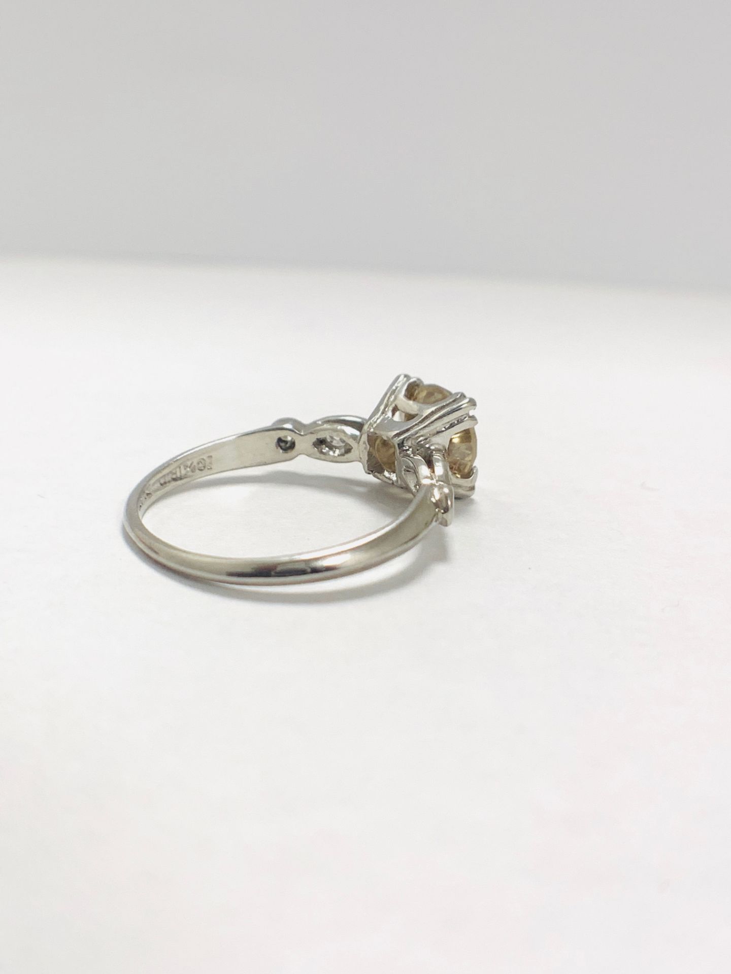 Platinum Diamond ring featuring centre, round brilliant cut, fancy light brown Diamond (1.55ct) - Image 5 of 14