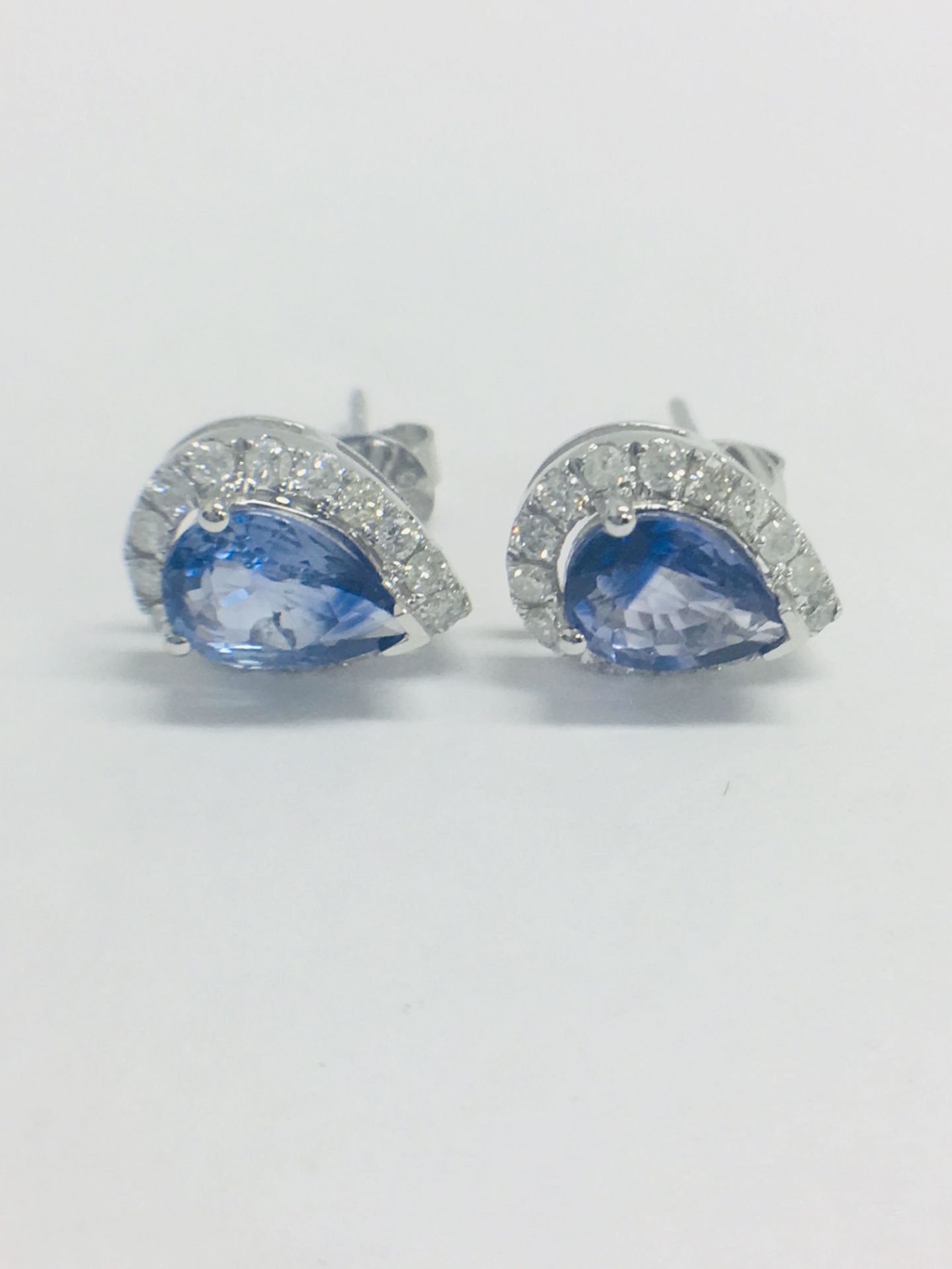 14ct White Gold Sapphire & Diamond Earrings. - Image 2 of 8