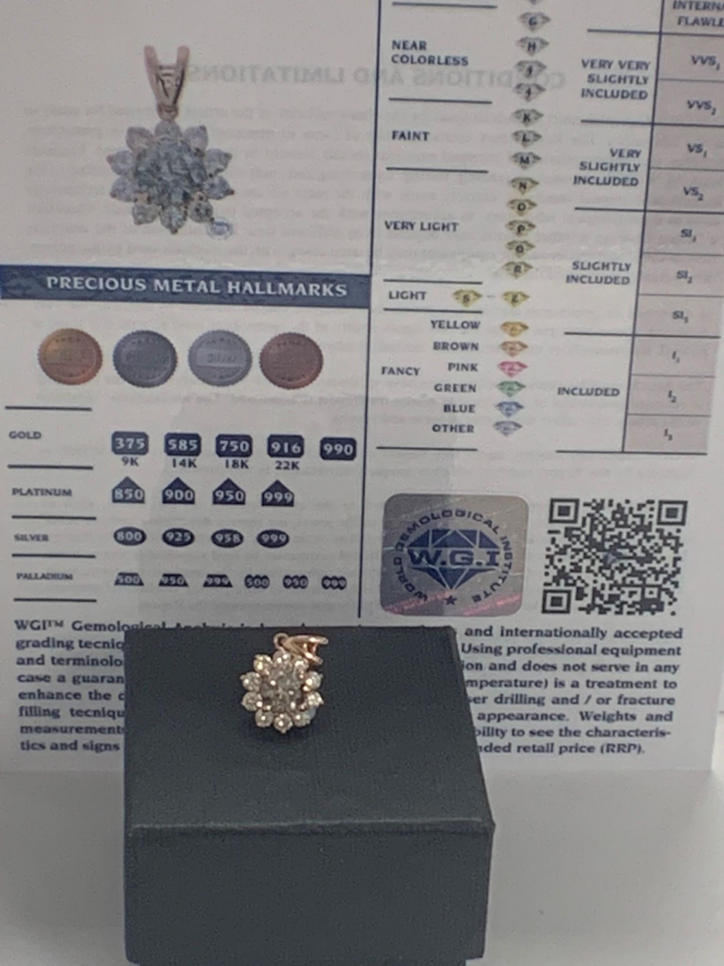 14ct Rose Gold Diamond pendant featuring centre, round brilliant cut, cognac Diamond (0.81ct) - Image 4 of 4