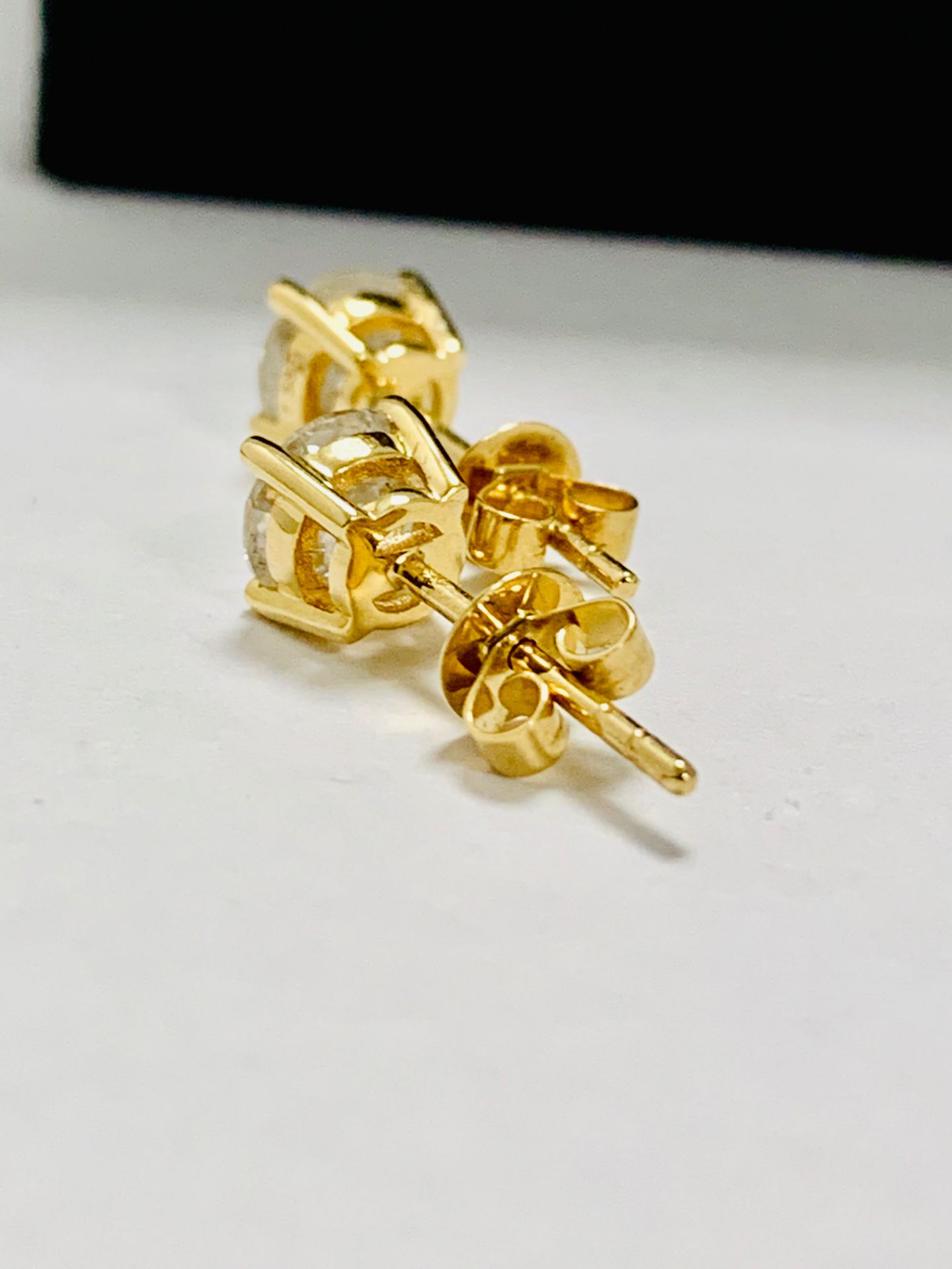 14ct Yellow Gold Diamond stud earrings,1.58ct - Image 5 of 8