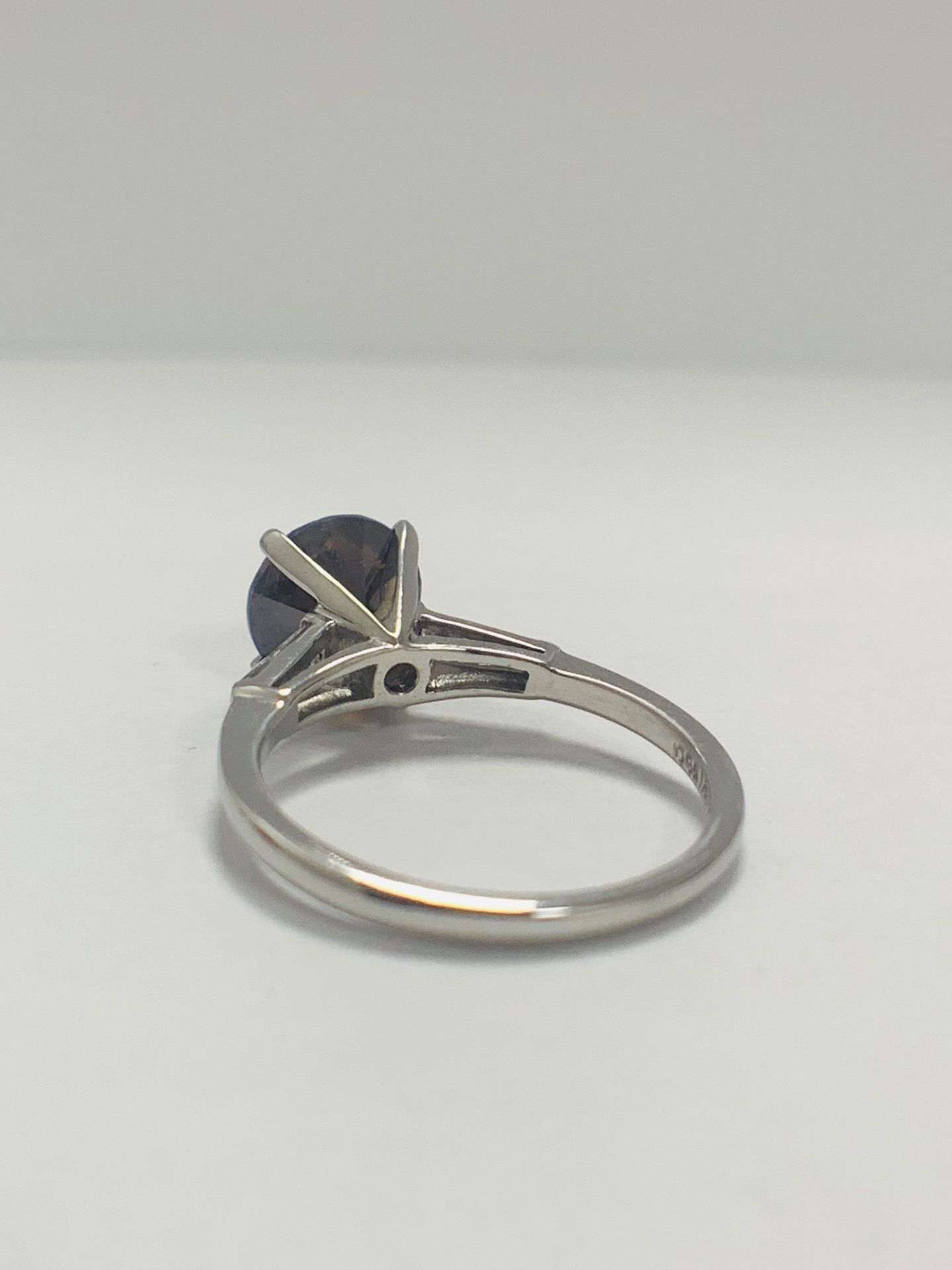 Platinum Diamond Ring Featuring Centre, Round Brilliant Cut, Deep Orangey Brown Diamond (2.15ct) - Image 7 of 14
