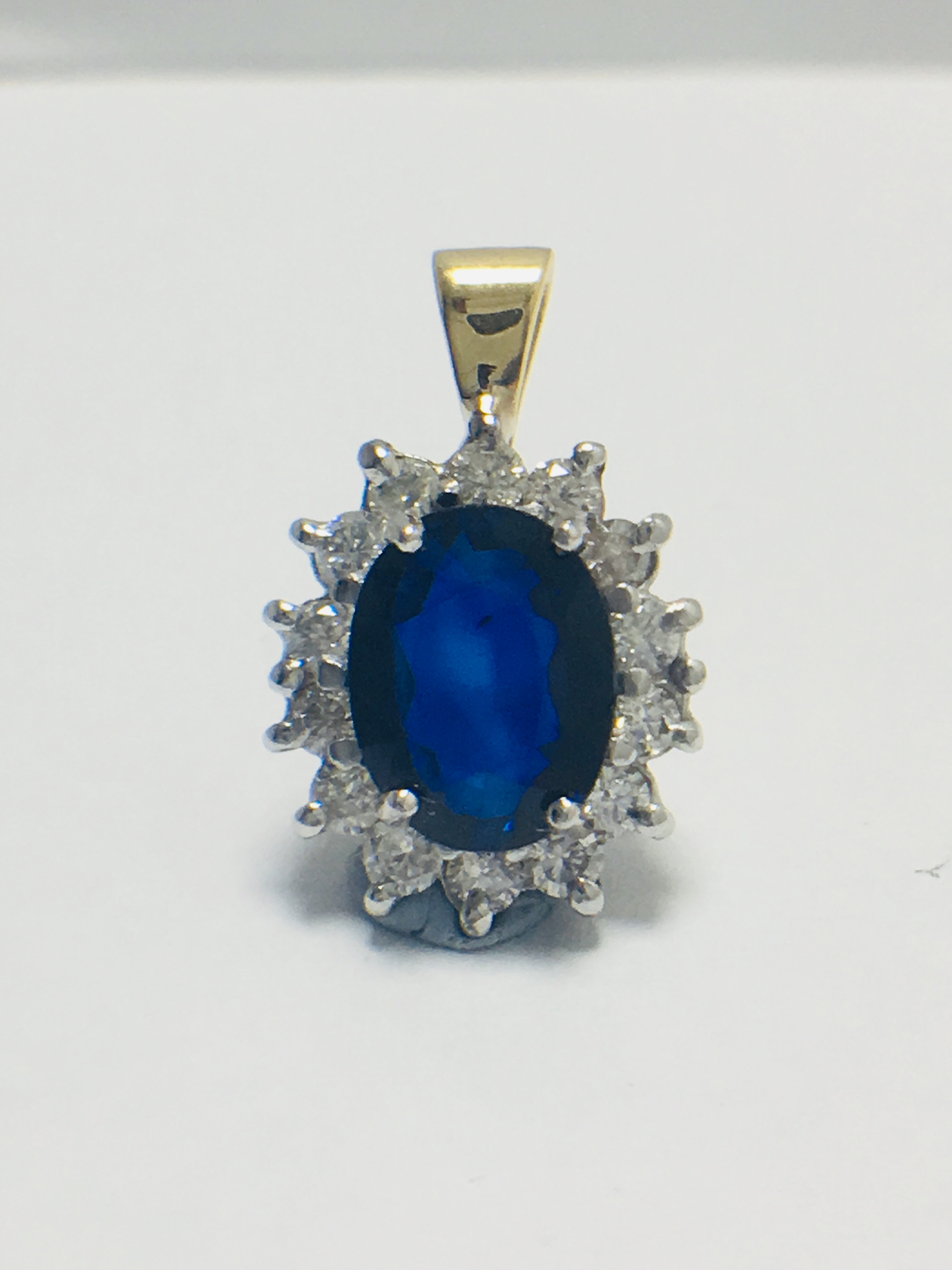 Sapphire and Diamond Pendant,18ct Gold