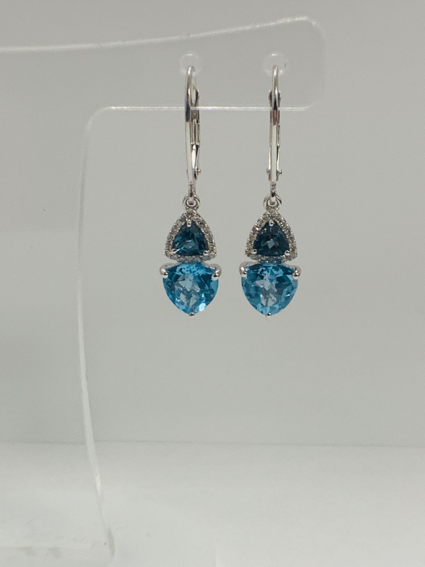 10ct White Gold Topaz and Diamond earrings - Image 4 of 8