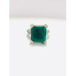 Platinum Emerald and Diamond ring